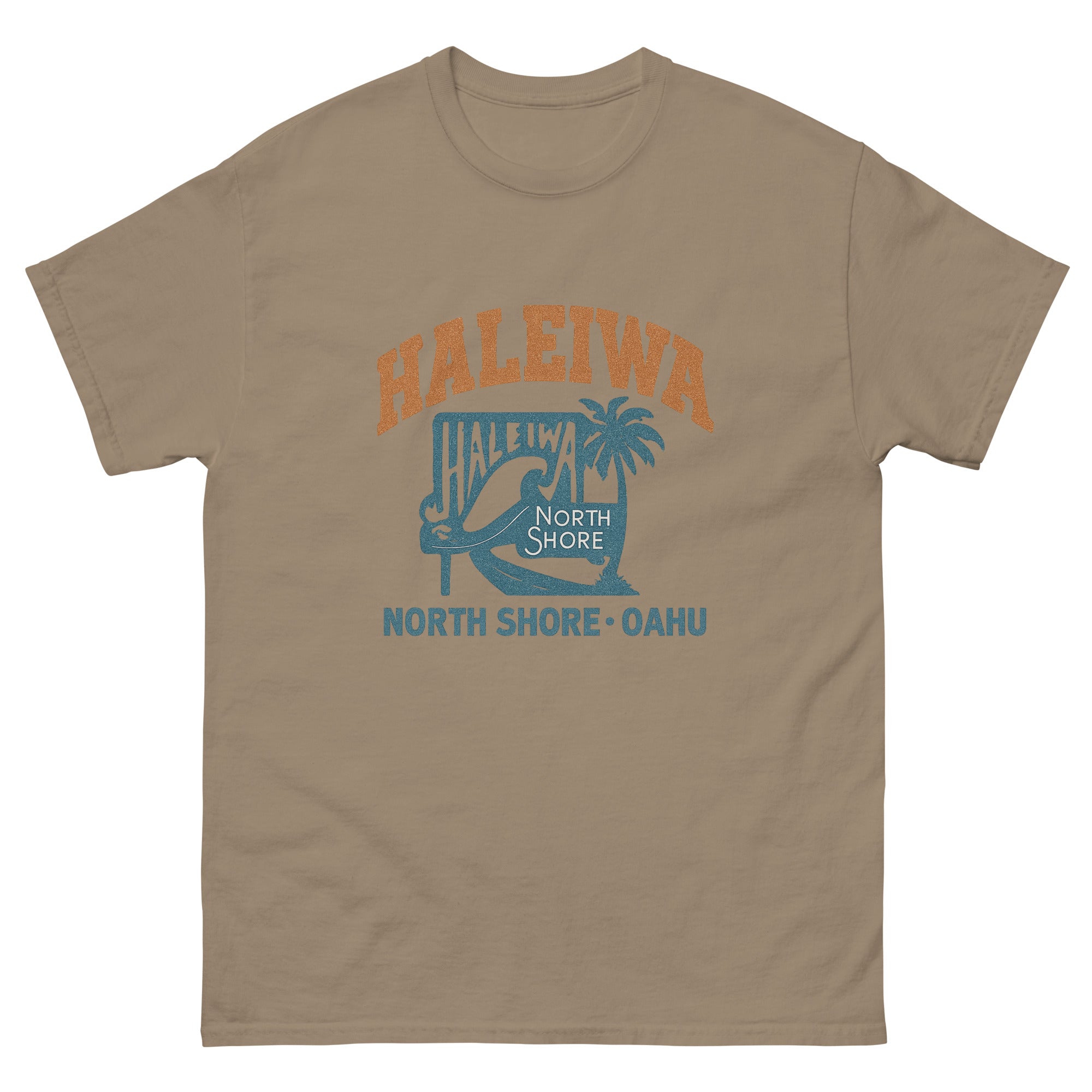 Haleiwa Hawaiian t-shirt design on a Brown Savana unisex tee