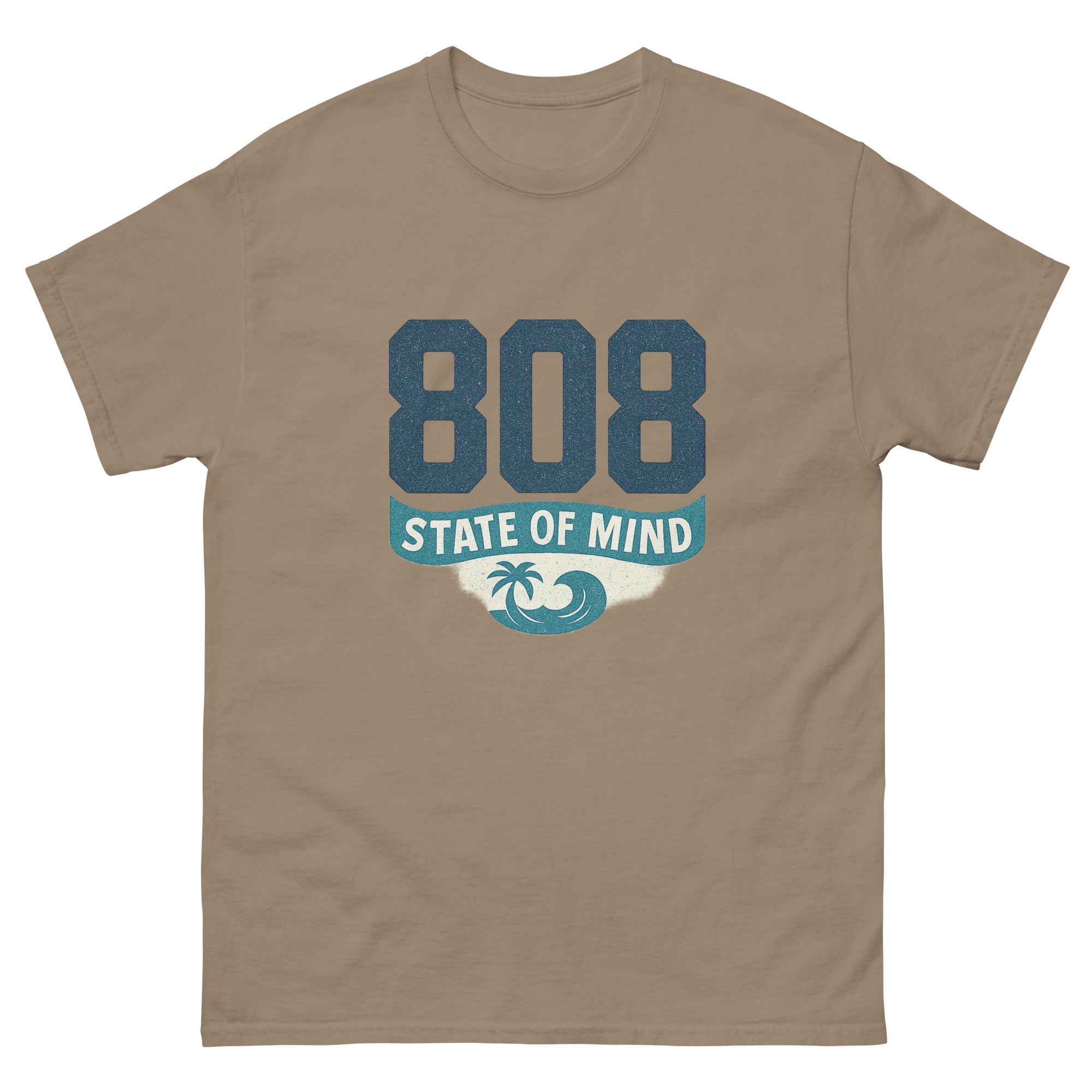 808 State Of Mind Hawaiian t-shirt design on a Brown Savana unisex tee