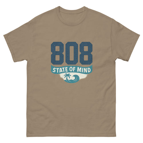 808 State Of Mind Hawaiian t-shirt design on a Brown Savana unisex tee