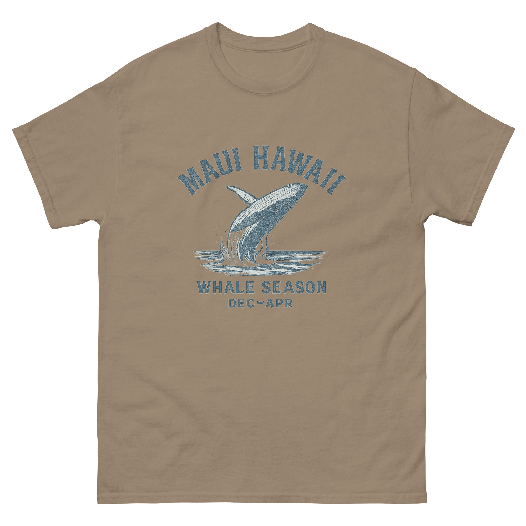 Humpback Whale Hawaiian t-shirt design on a Brown Savana unisex tee
