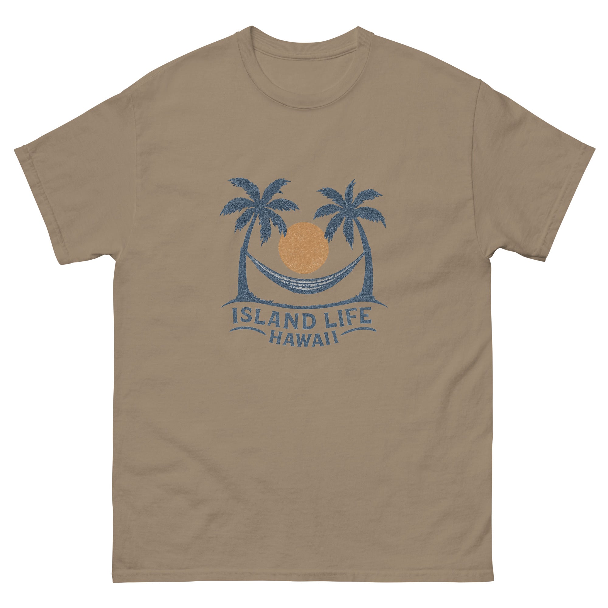 Hammock Hawaiian t-shirt design on a Brown Savana unisex tee