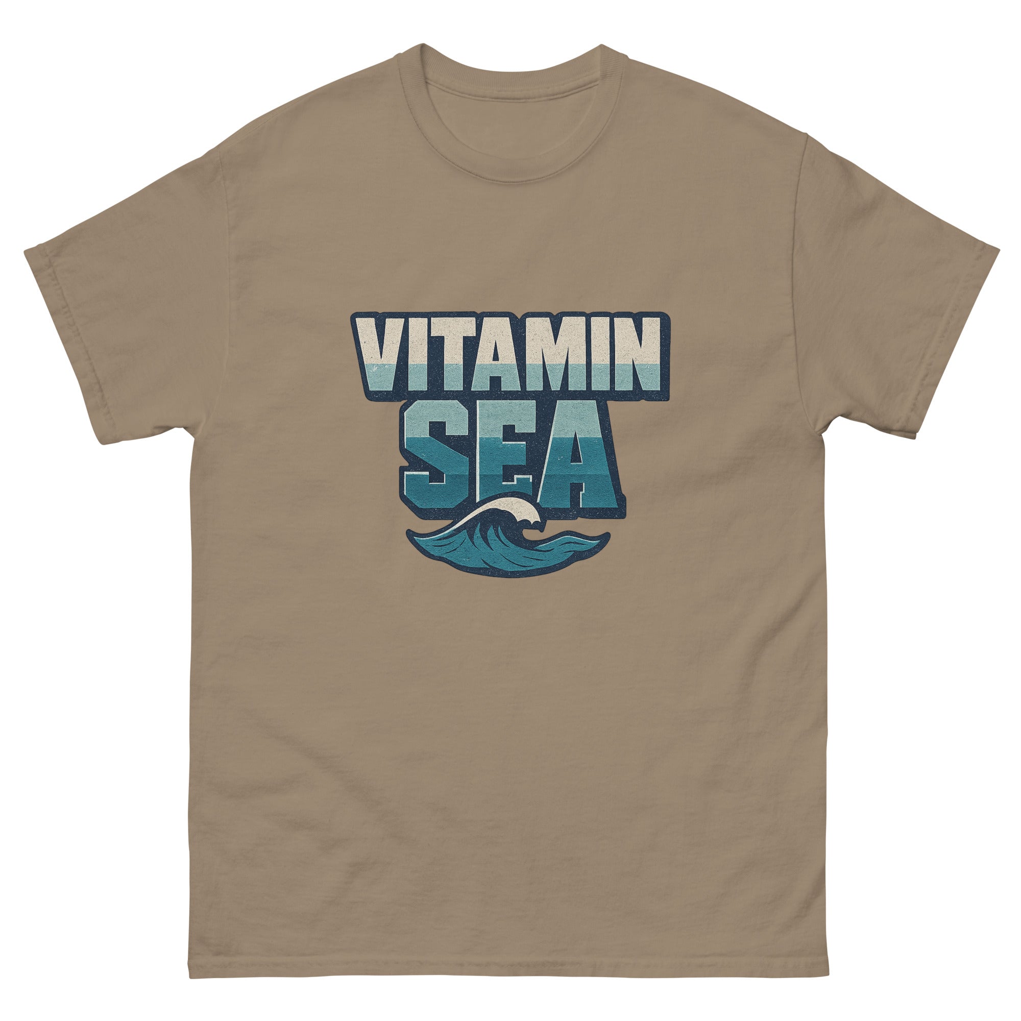 Vitamin Sea Hawaiian t-shirt design on a Brown Savana unisex tee