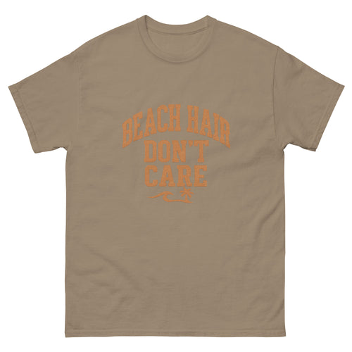 Beach Hair Dont Care Hawaiian t-shirt design on a Brown Savana unisex tee