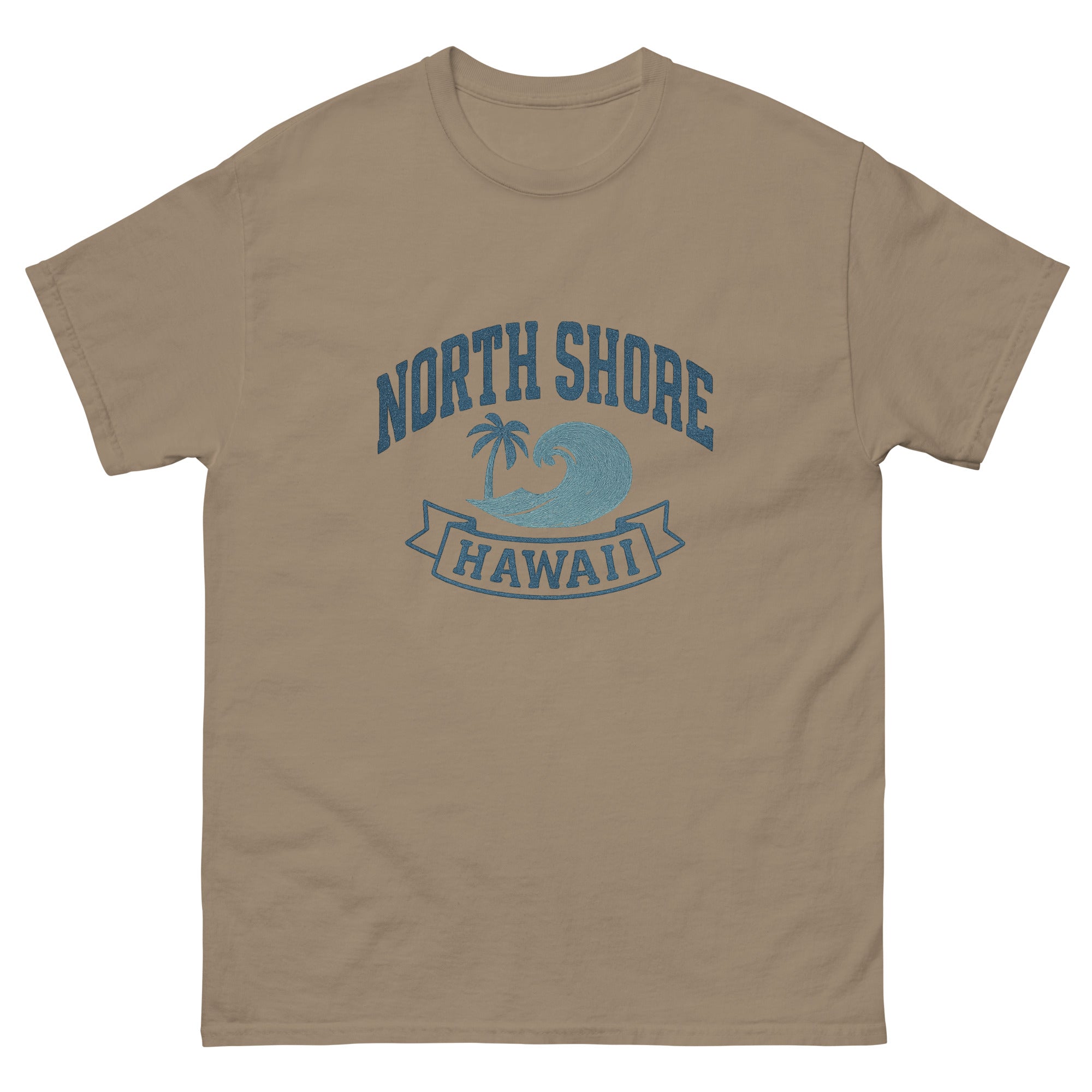 North Shore Hawaiian t-shirt design on a Brown Savana unisex tee