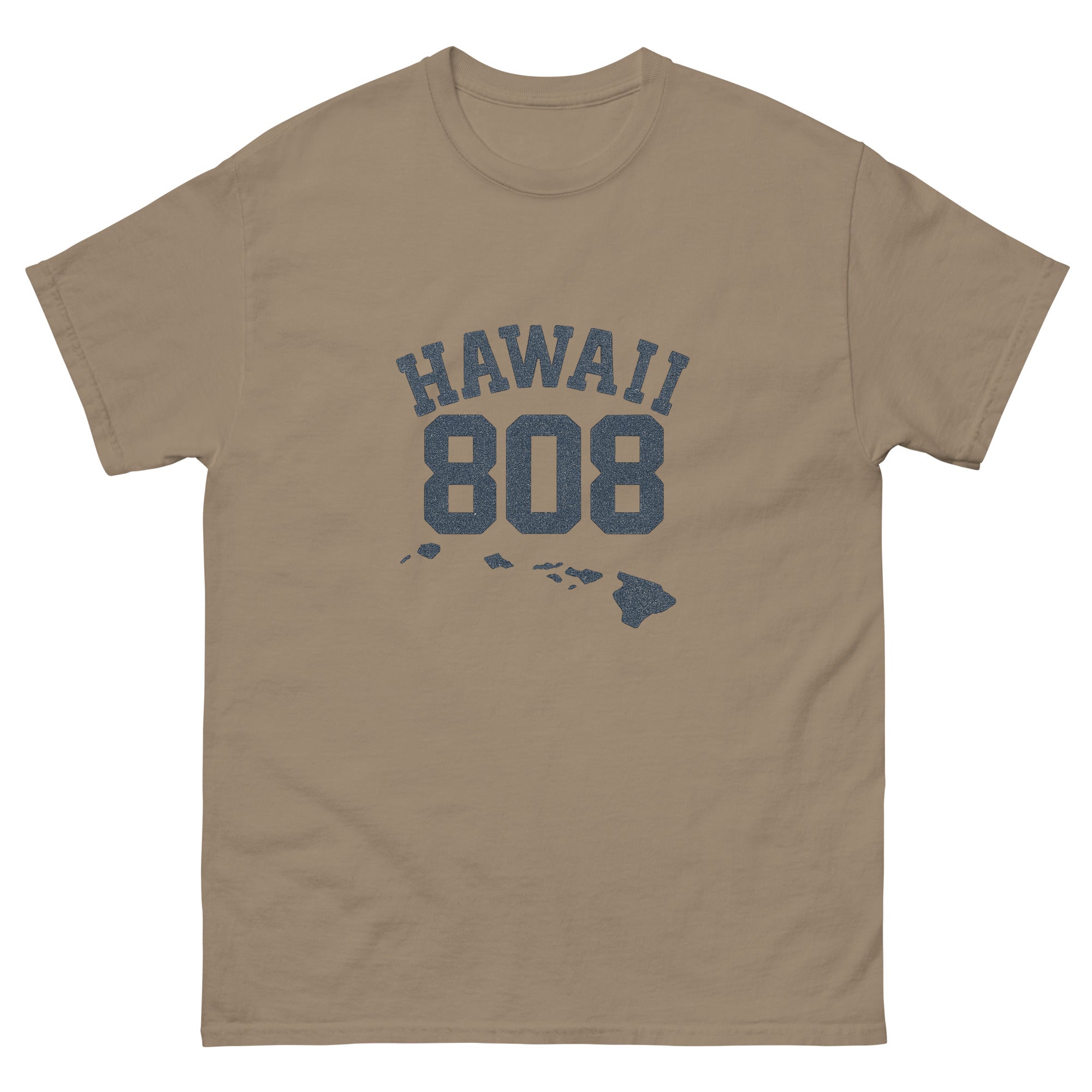 808 Islands Hawaiian t-shirt design on a Brown Savana unisex tee