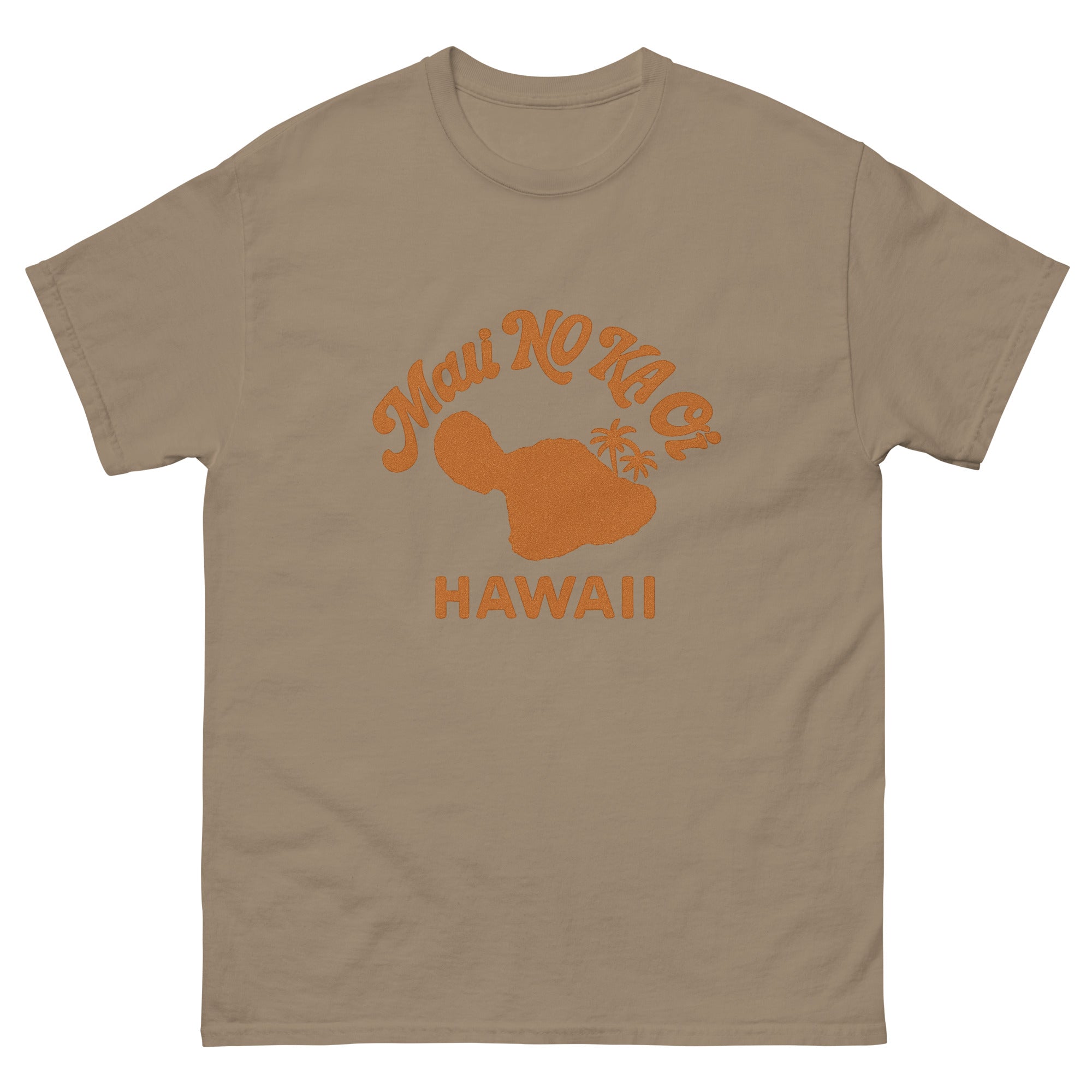 Maui No Ka Oi Hawaiian t-shirt design on a Brown Savana unisex tee