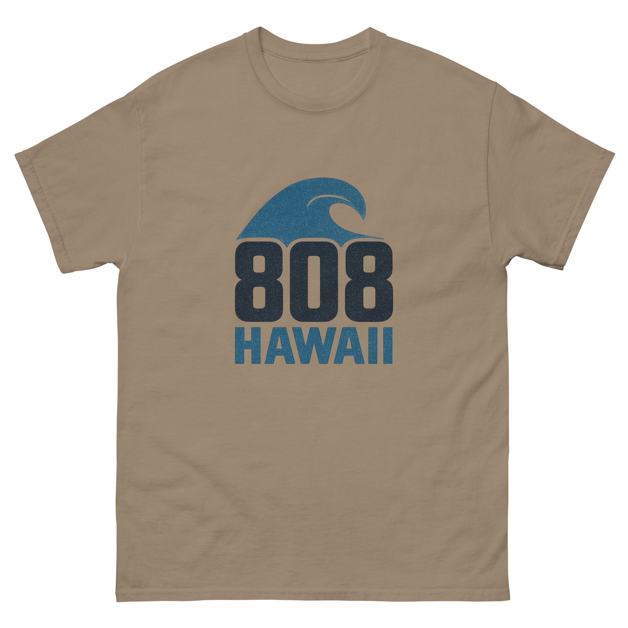 808 Wave Hawaiian t-shirt design on a Brown Savana unisex tee