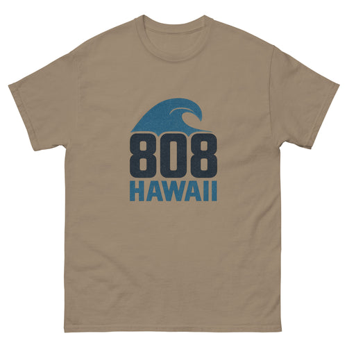 808 Wave Hawaiian t-shirt design on a Brown Savana unisex tee