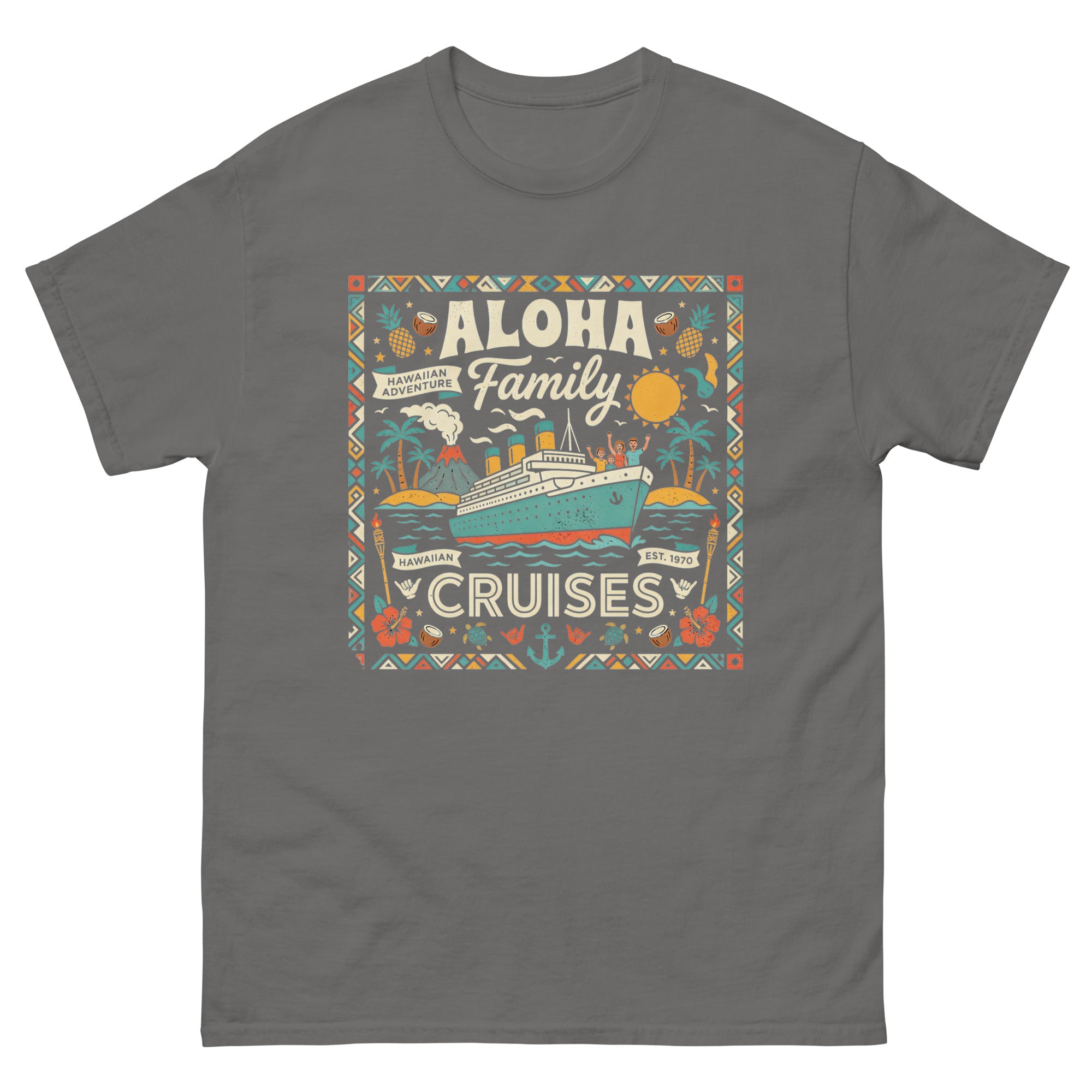Hawaii Ohana Sea Adventure v2 Hawaiian t-shirt design on a Charcoal unisex tee