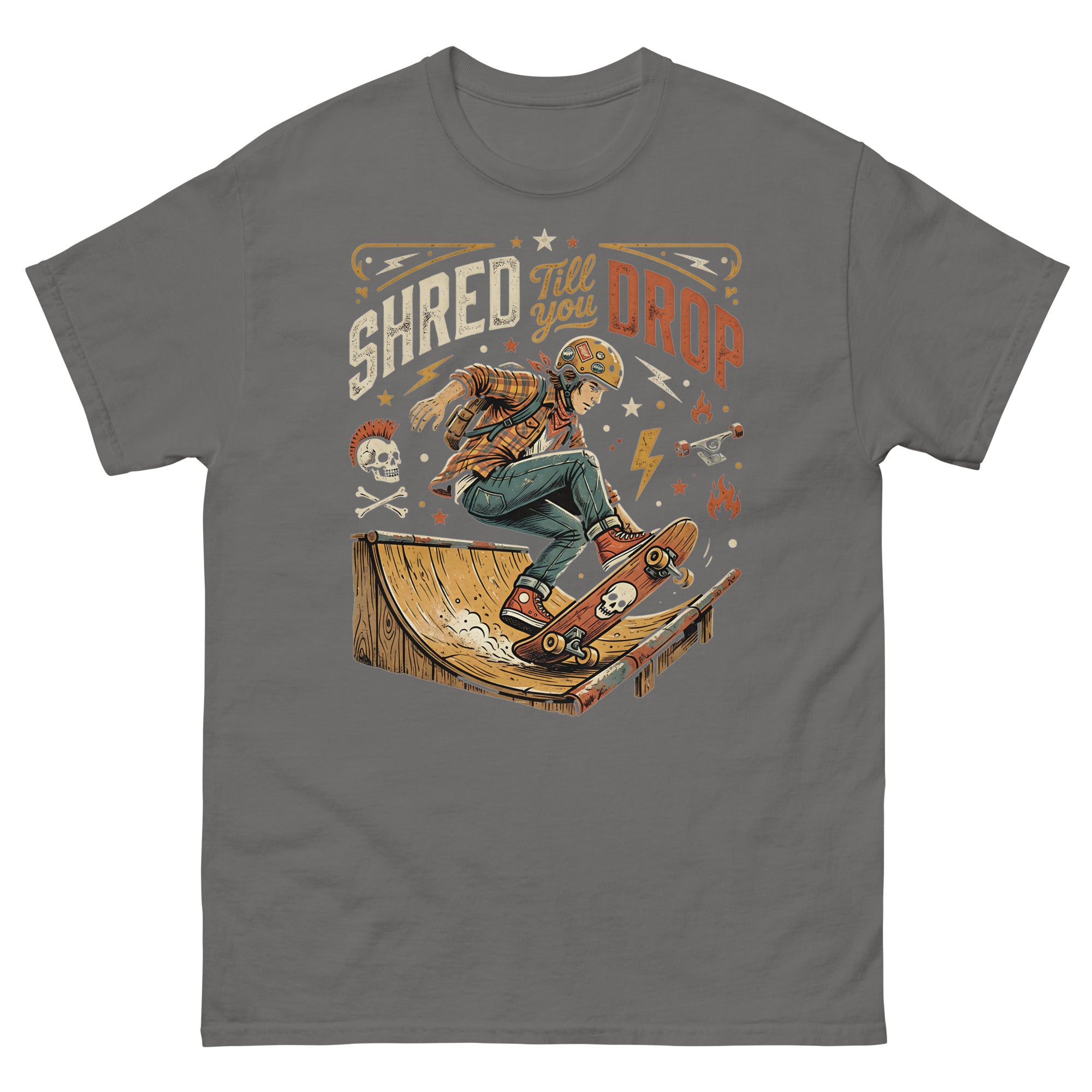 Skate for Life v3 Hawaiian t-shirt design on a Charcoal unisex tee