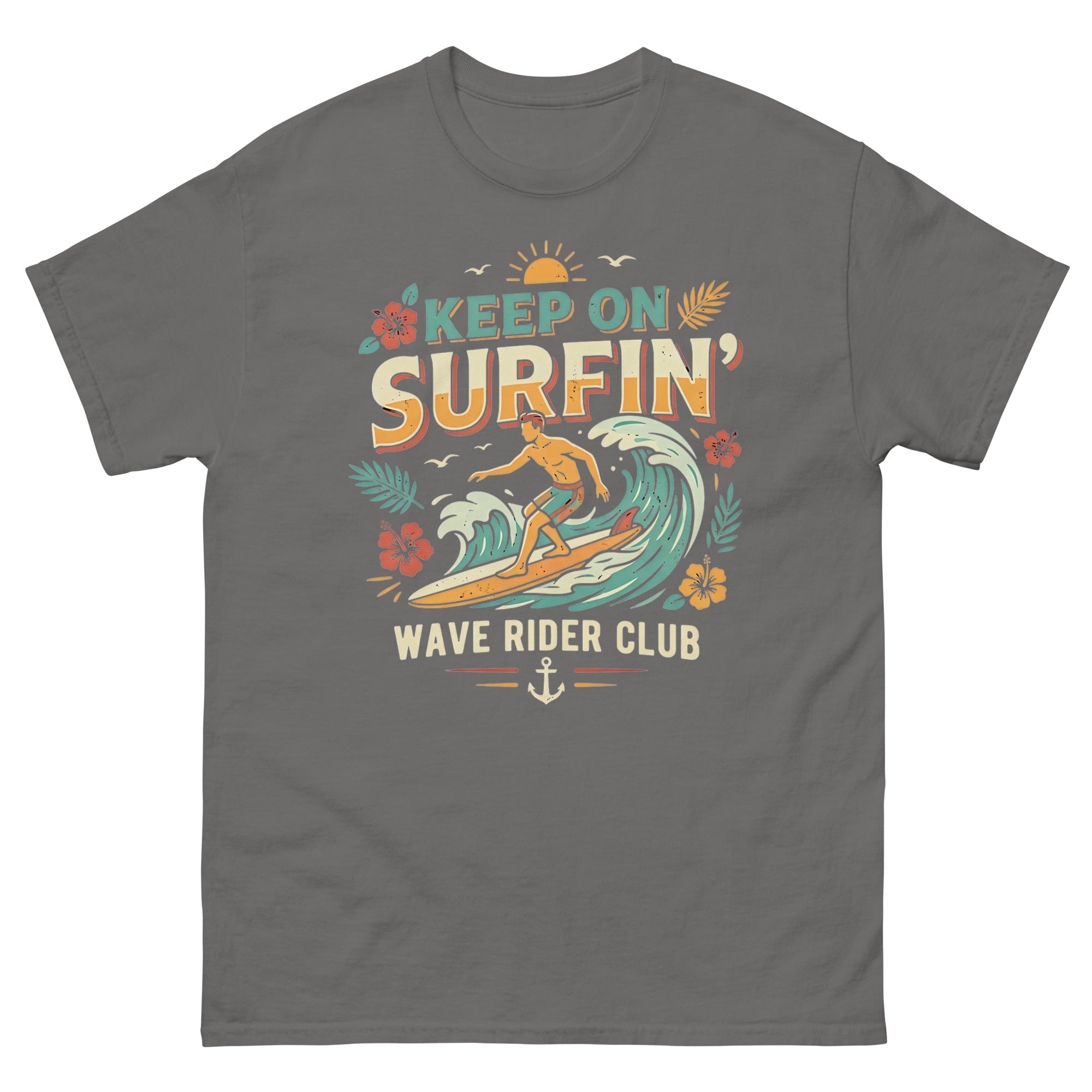Stoke Is Real v3 Hawaiian t-shirt design on a Charcoal unisex tee