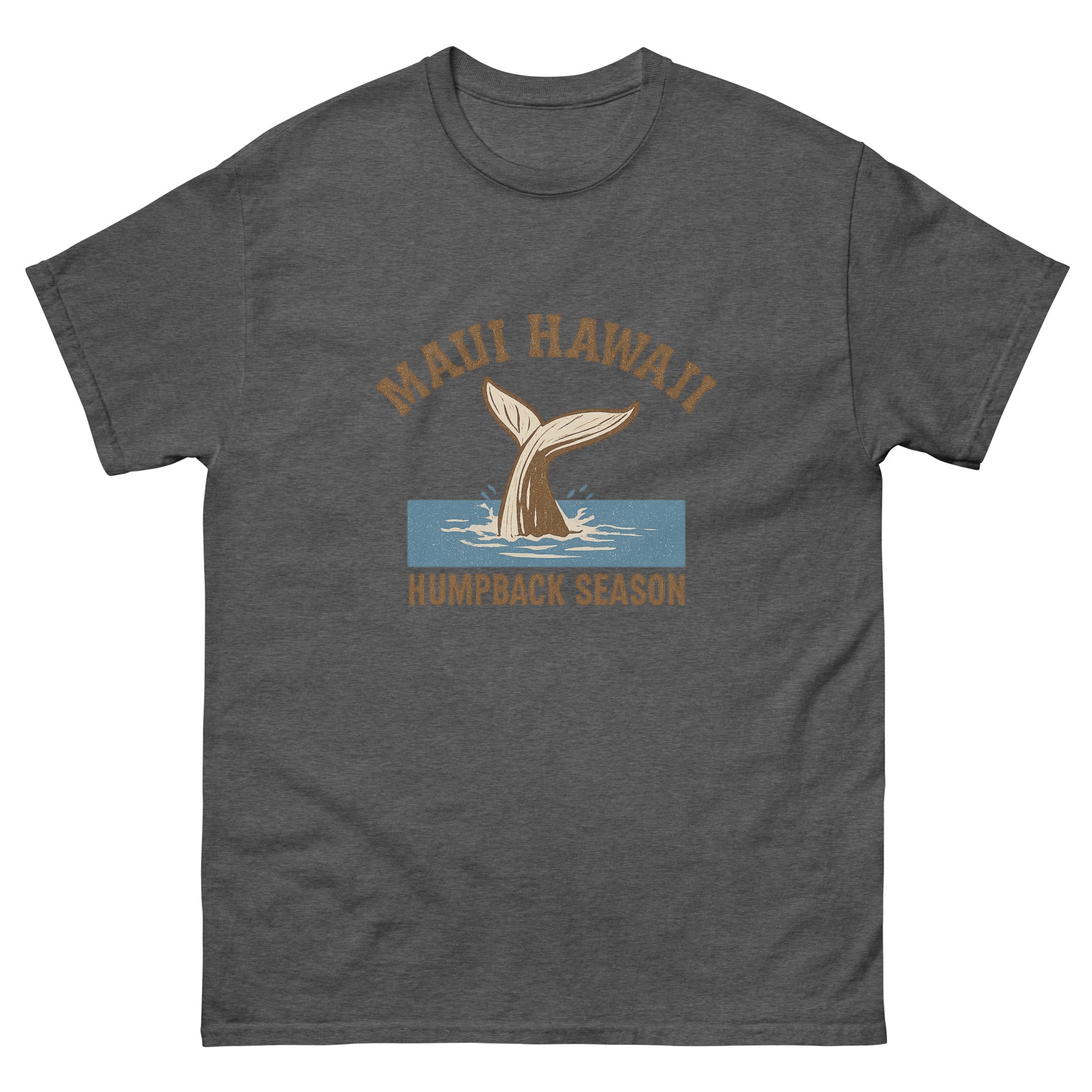 Whale Tail Hawaiian t-shirt design on a Dark Heather unisex tee