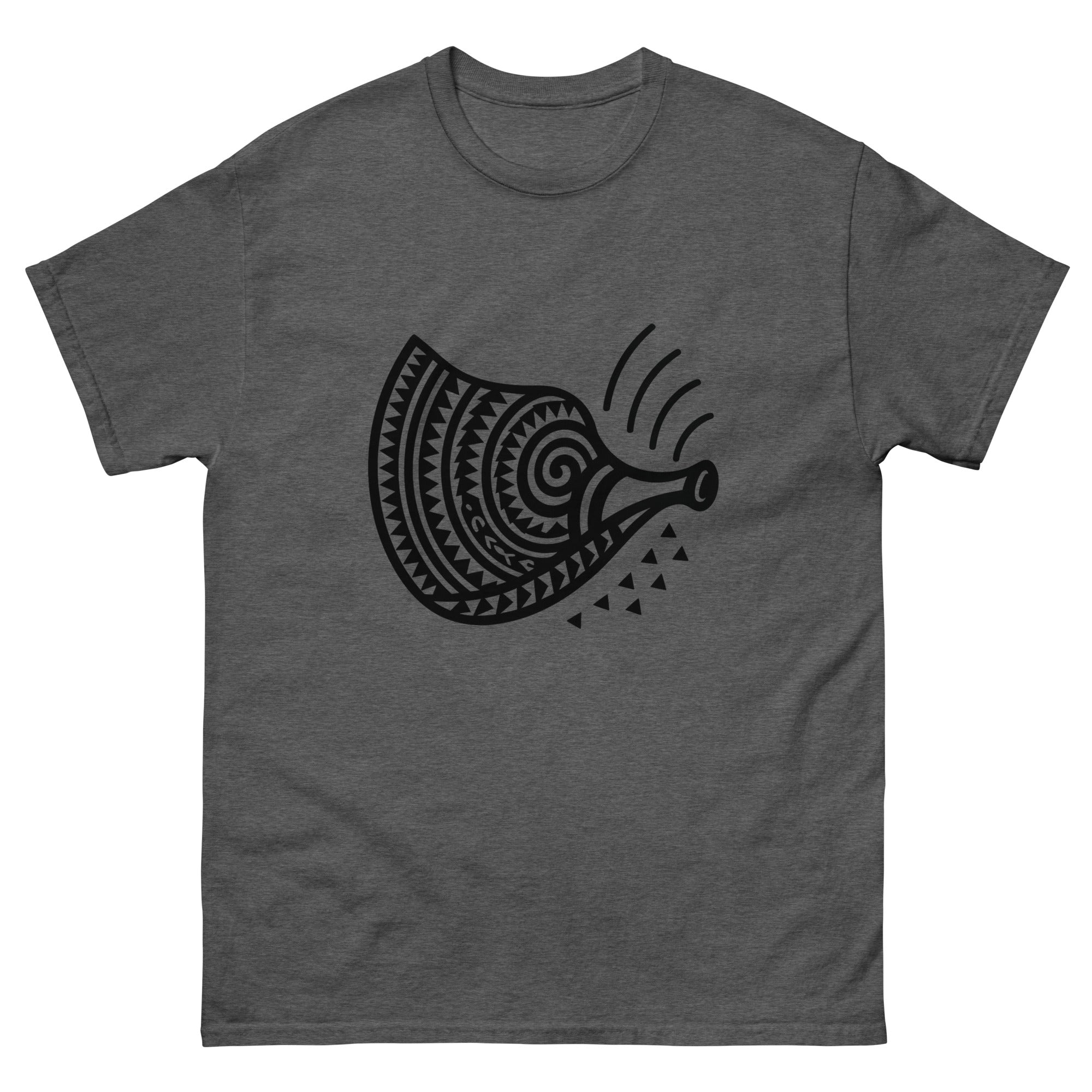 Pu Conch Hawaiian t-shirt design on a Dark Heather unisex tee