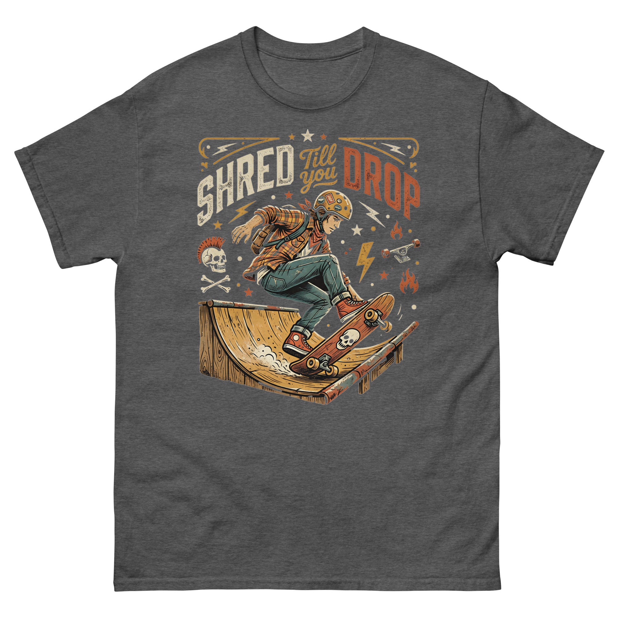 Skate for Life v3 Hawaiian t-shirt design on a Dark Heather unisex tee