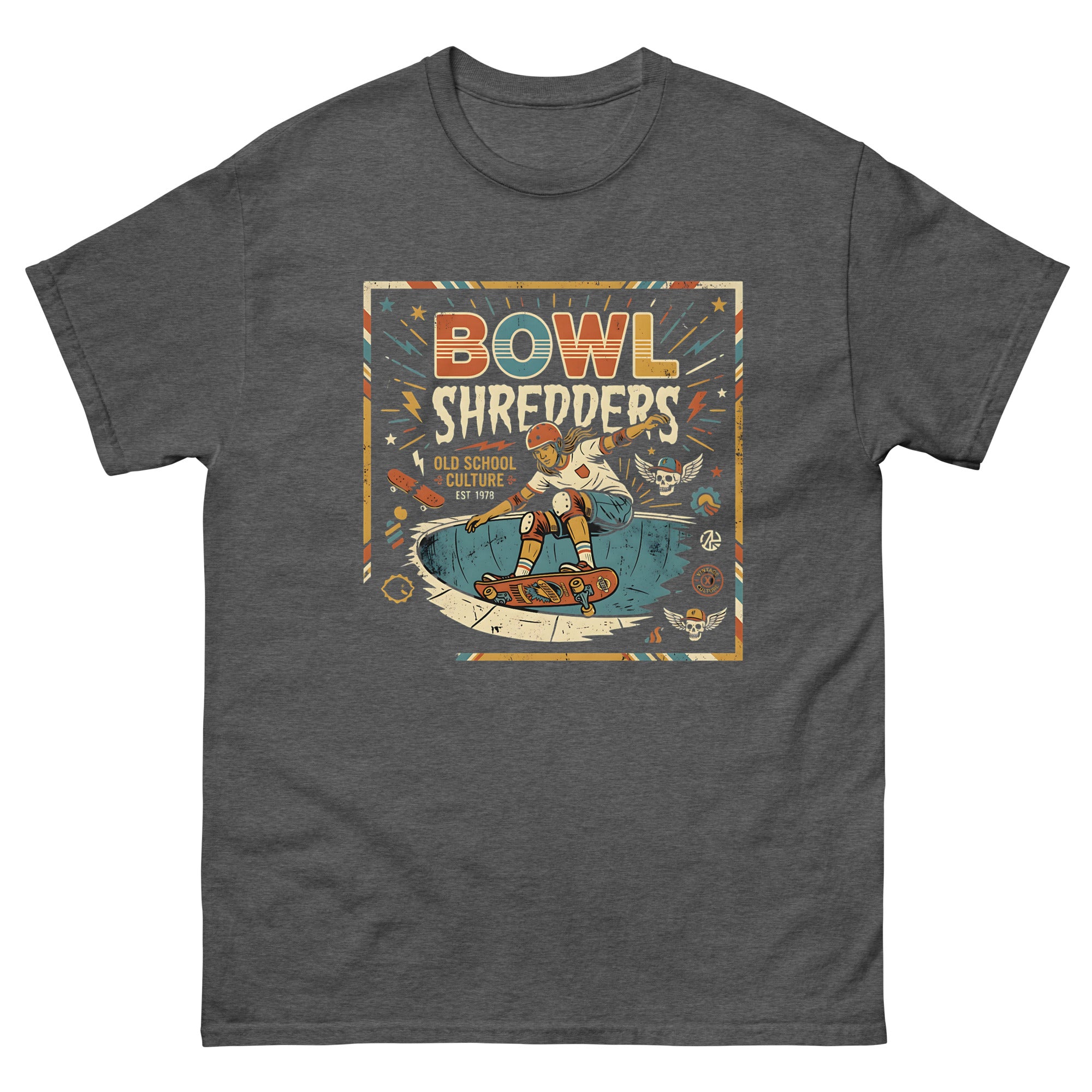 Skate for Life v4 Hawaiian t-shirt design on a Dark Heather unisex tee