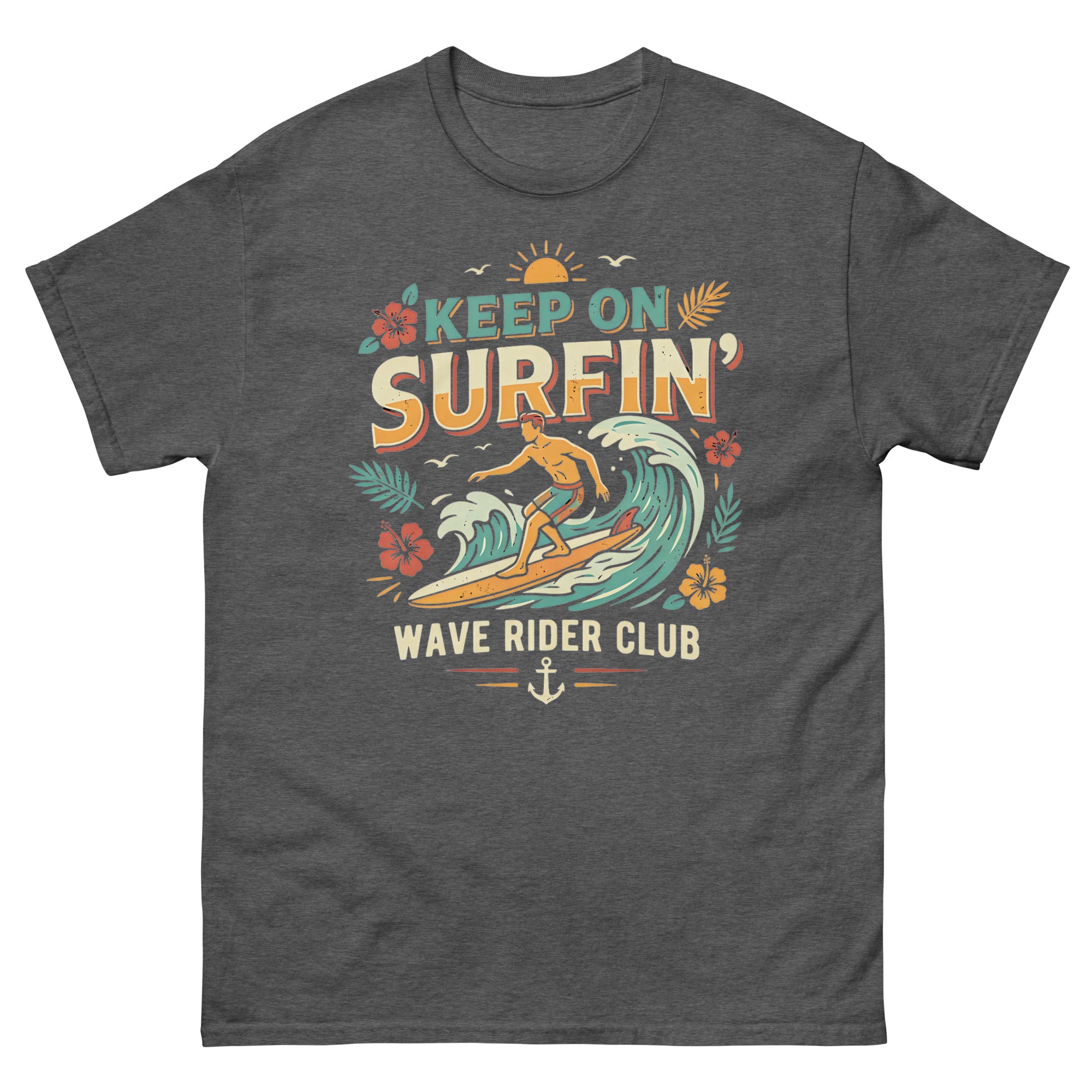 Stoke Is Real v3 Hawaiian t-shirt design on a Dark Heather unisex tee