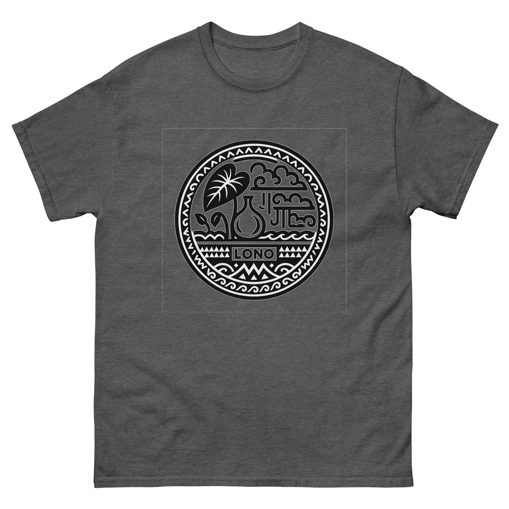 Lono Domain Hawaiian t-shirt design on a Dark Heather unisex tee