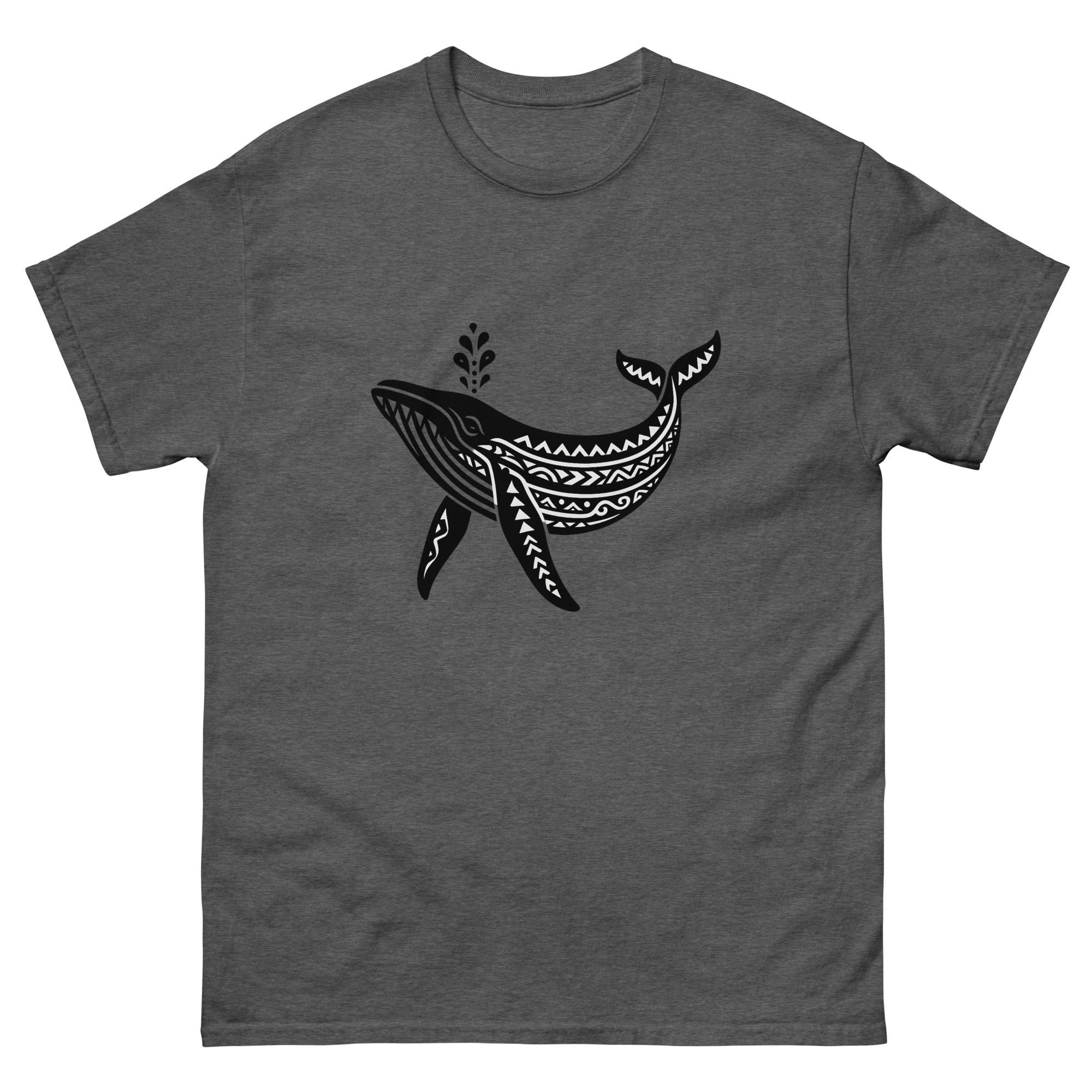 Kohola Whale Hawaiian t-shirt design on a Dark Heather unisex tee