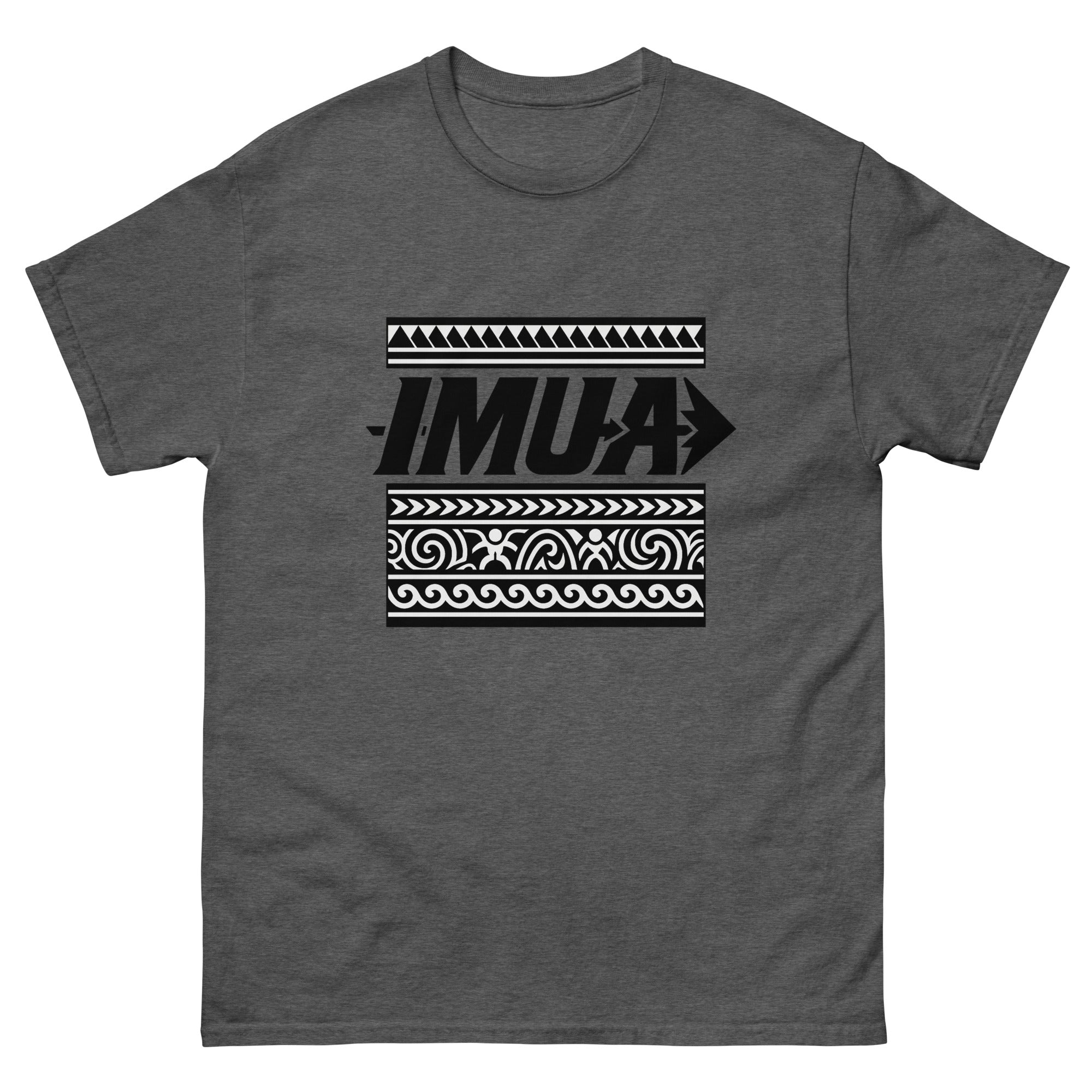 Imua Hawaiian t-shirt design on a Dark Heather unisex tee