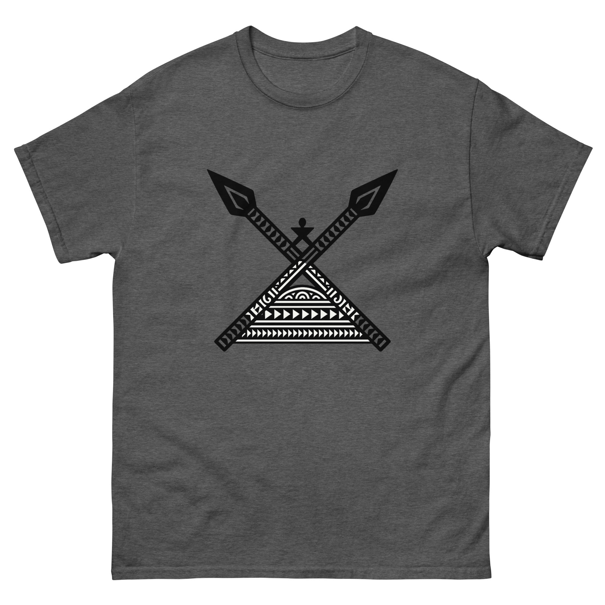 Koa Spears Hawaiian t-shirt design on a Dark Heather unisex tee