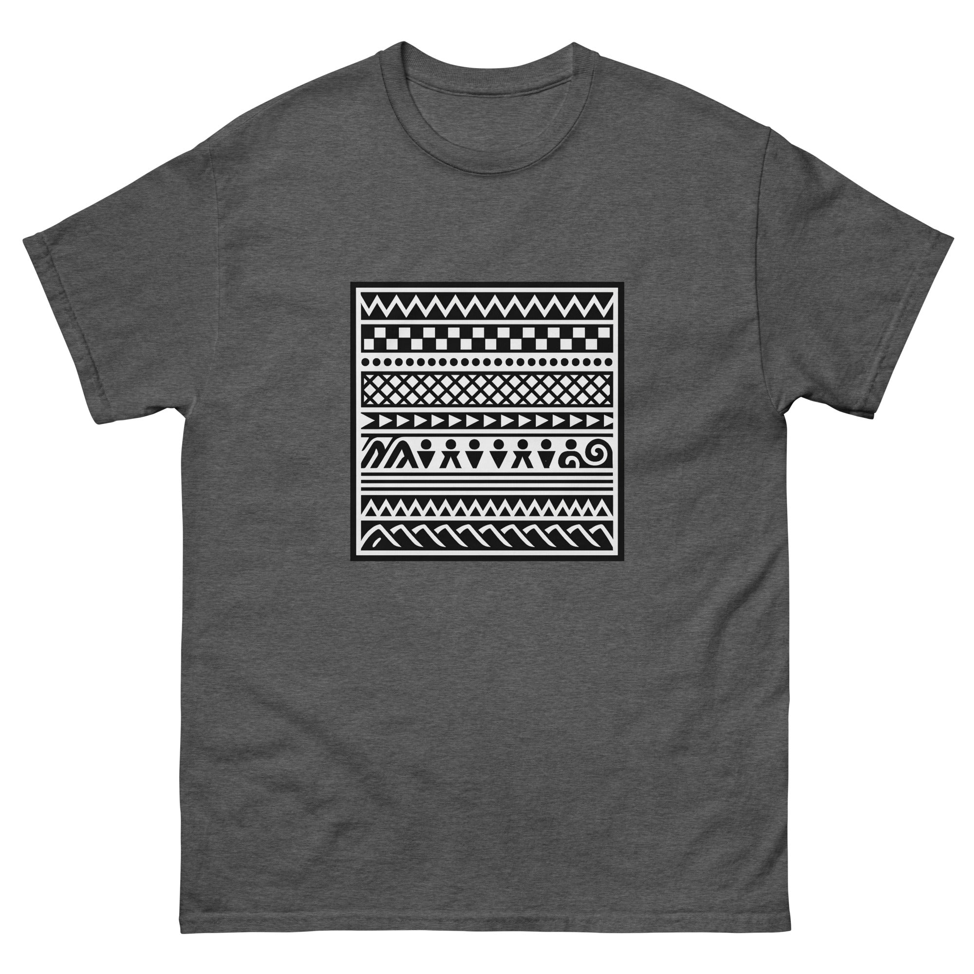 Kapa Pattern Panel Hawaiian t-shirt design on a Dark Heather unisex tee