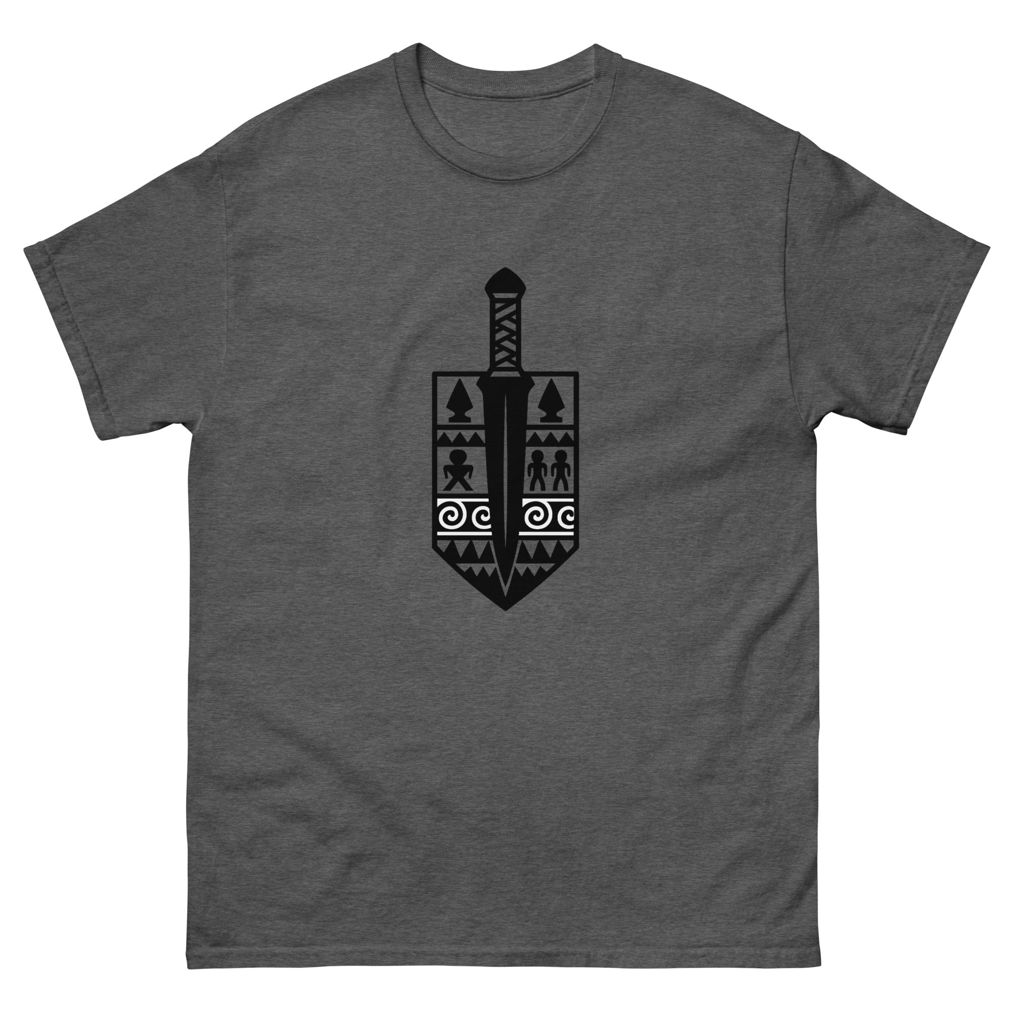 Pahoa Dagger Hawaiian t-shirt design on a Dark Heather unisex tee