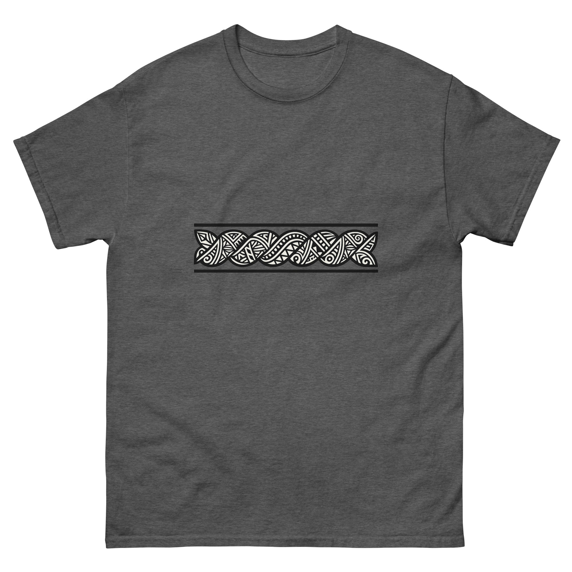 Maile Lei Band Hawaiian t-shirt design on a Dark Heather unisex tee