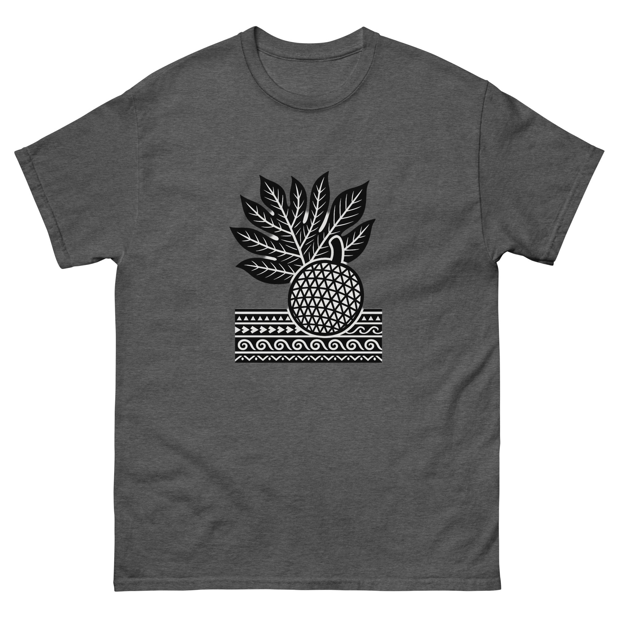 Ulu Breadfruit Hawaiian t-shirt design on a Dark Heather unisex tee