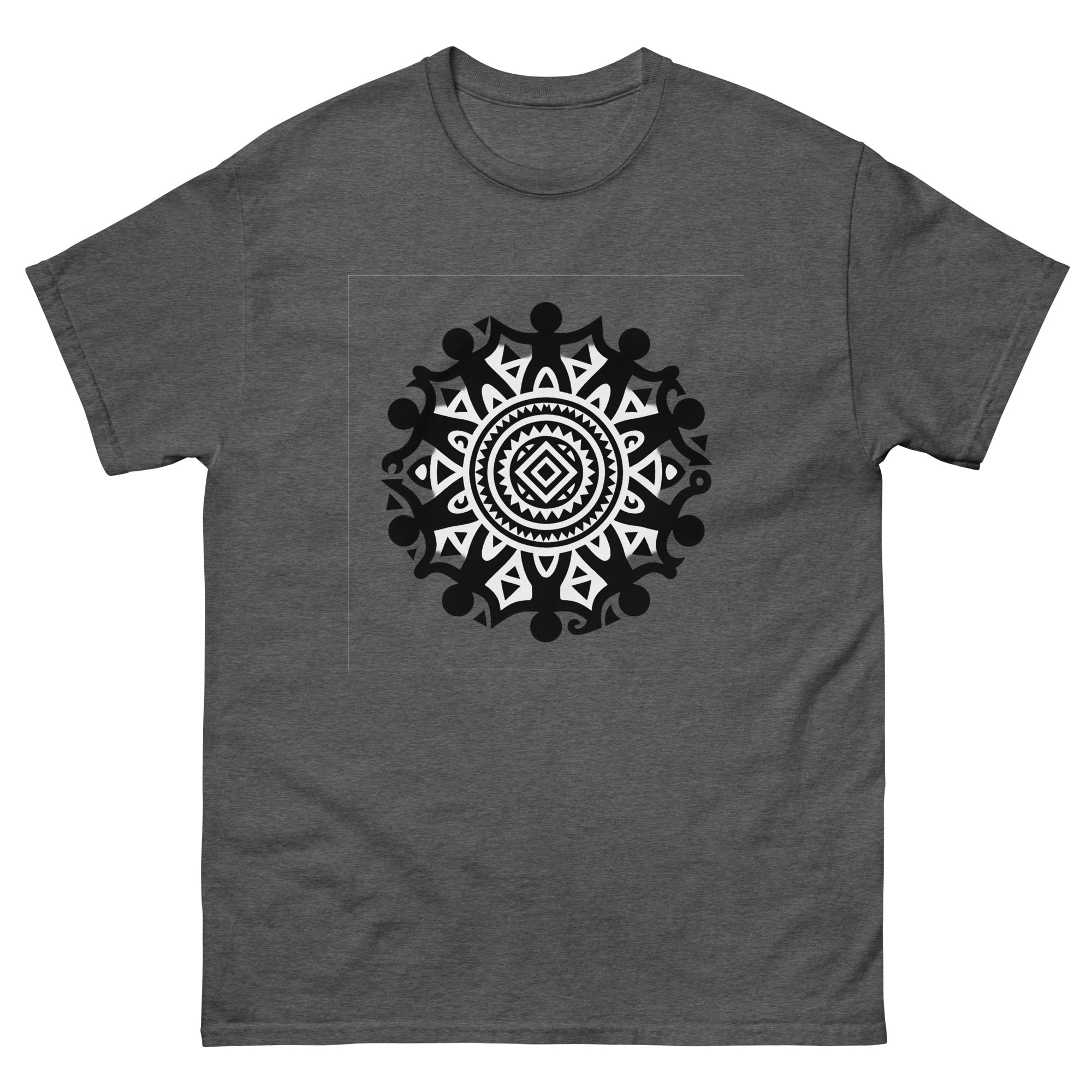 Enata Circle Hawaiian t-shirt design on a Dark Heather unisex tee
