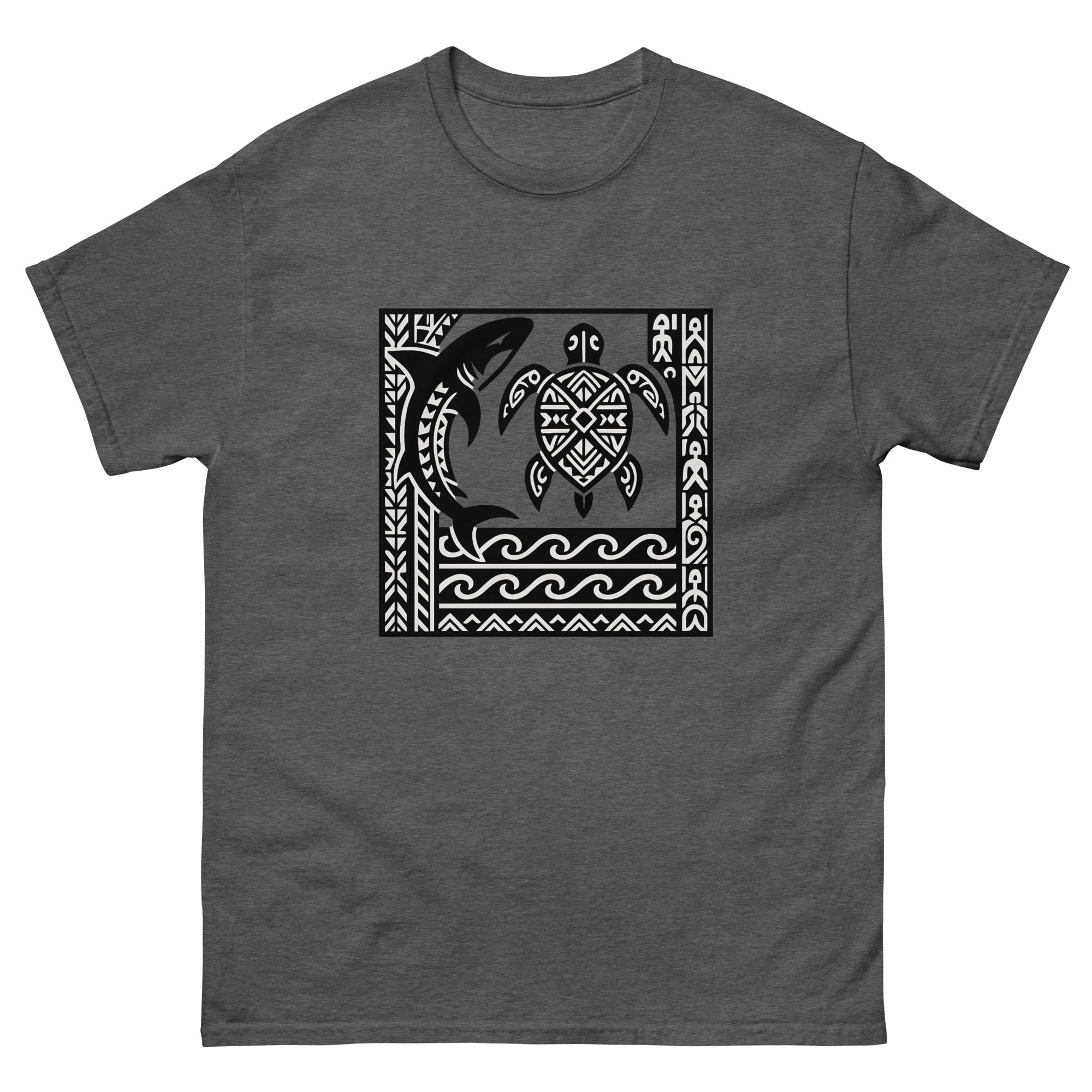 Aumakua Composition Hawaiian t-shirt design on a Dark Heather unisex tee