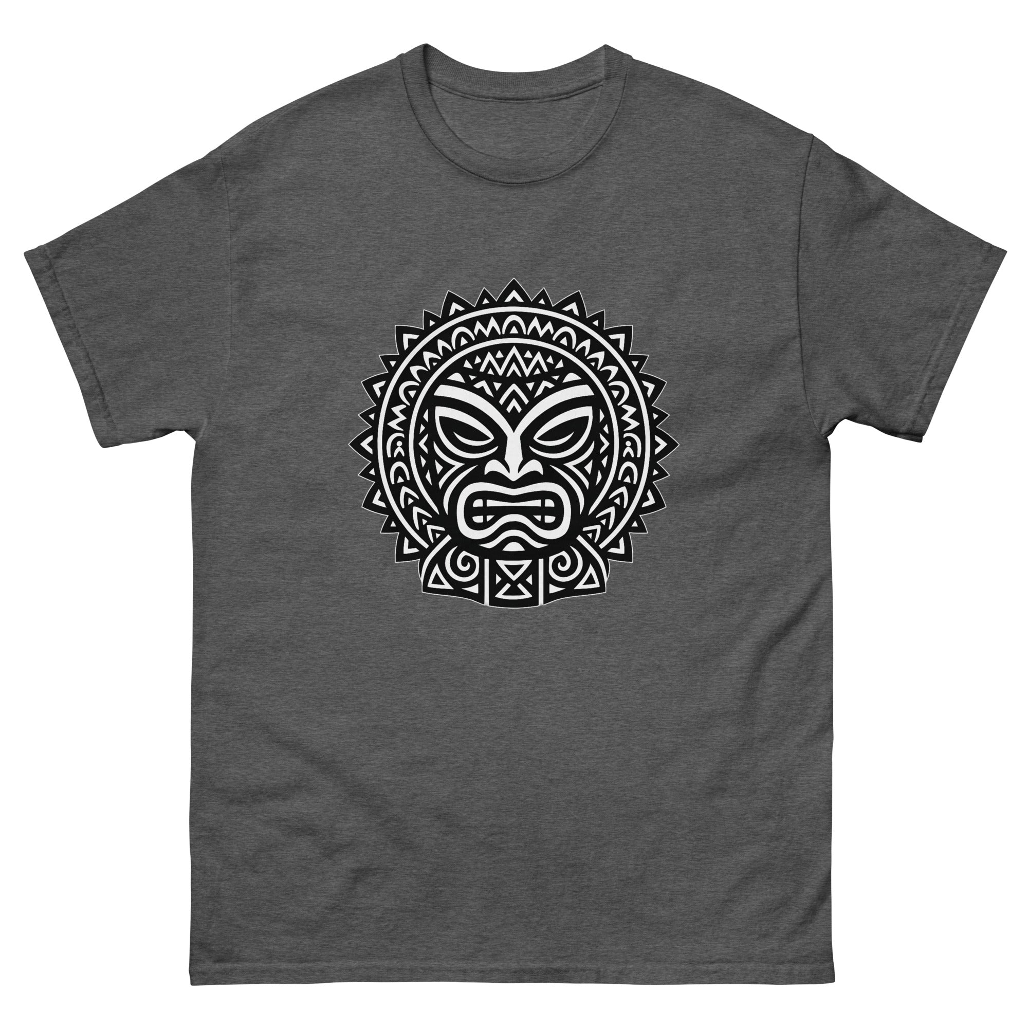 Kii Face Hawaiian t-shirt design on a Dark Heather unisex tee