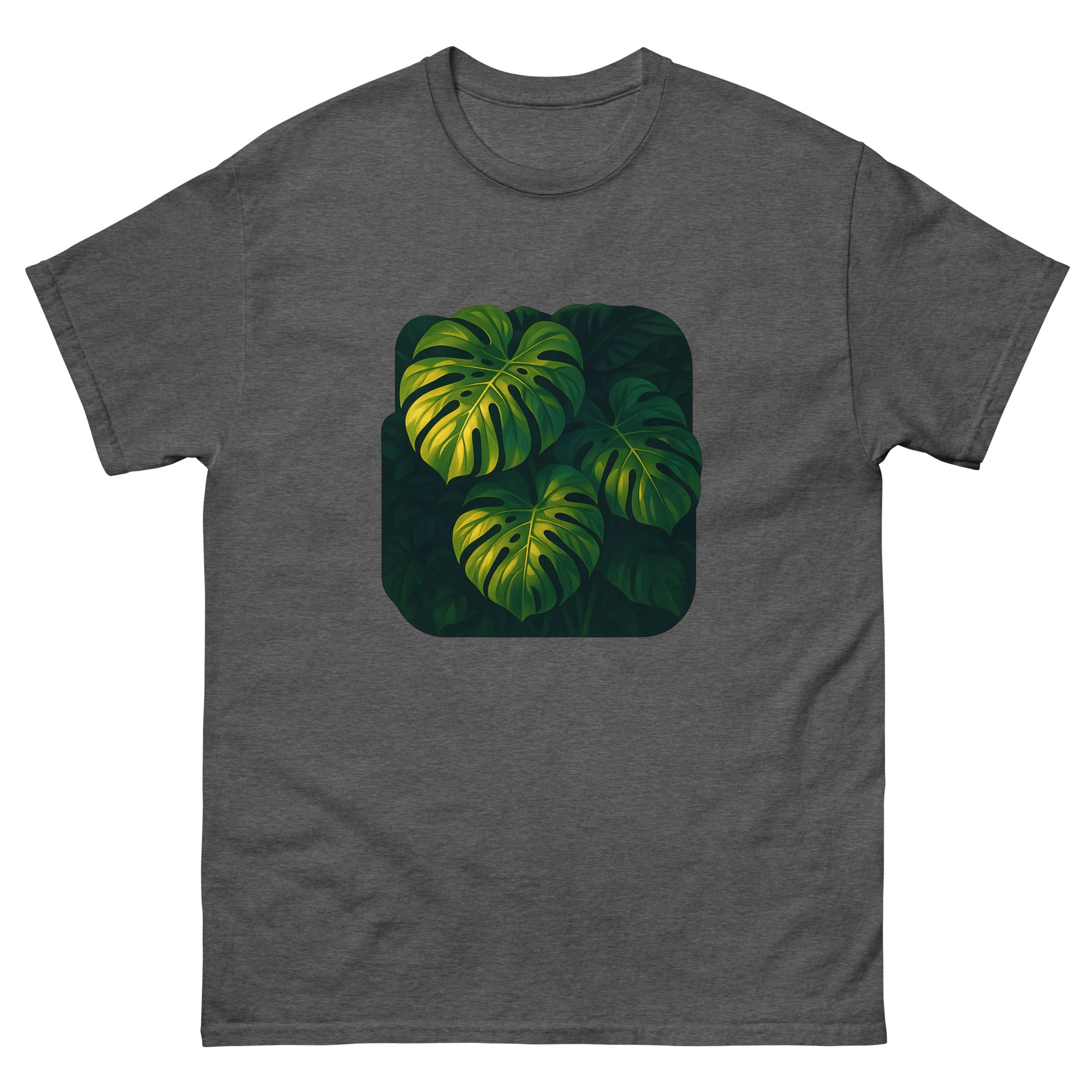 Monstera And Light Hawaiian t-shirt design on a Dark Heather unisex tee