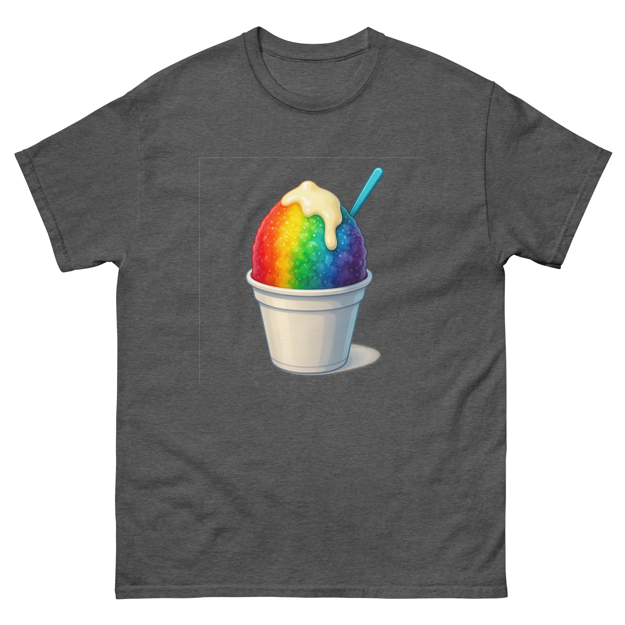 Shave Ice Hawaiian t-shirt design on a Dark Heather unisex tee