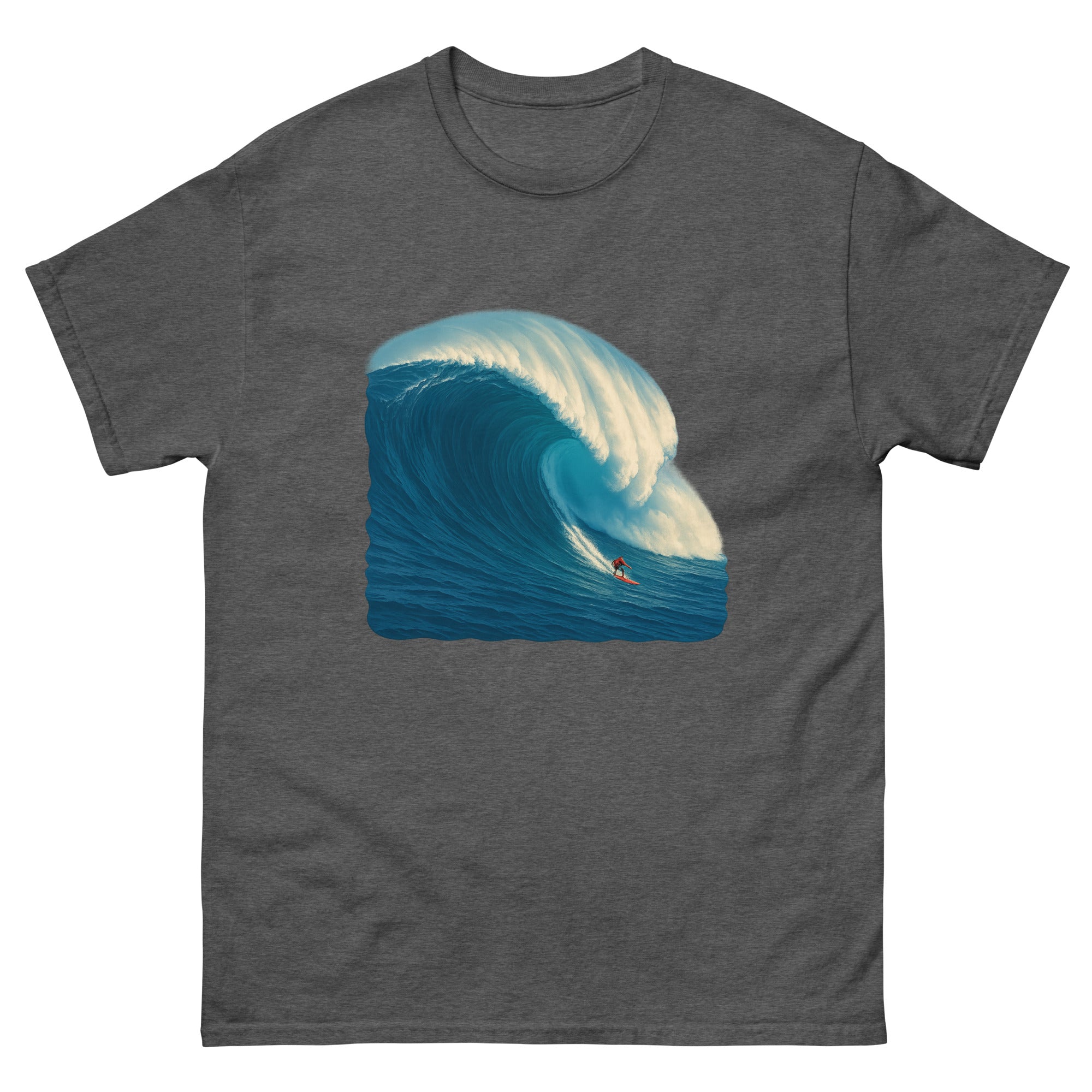 Big Wave At Jaws Hawaiian t-shirt design on a Dark Heather unisex tee