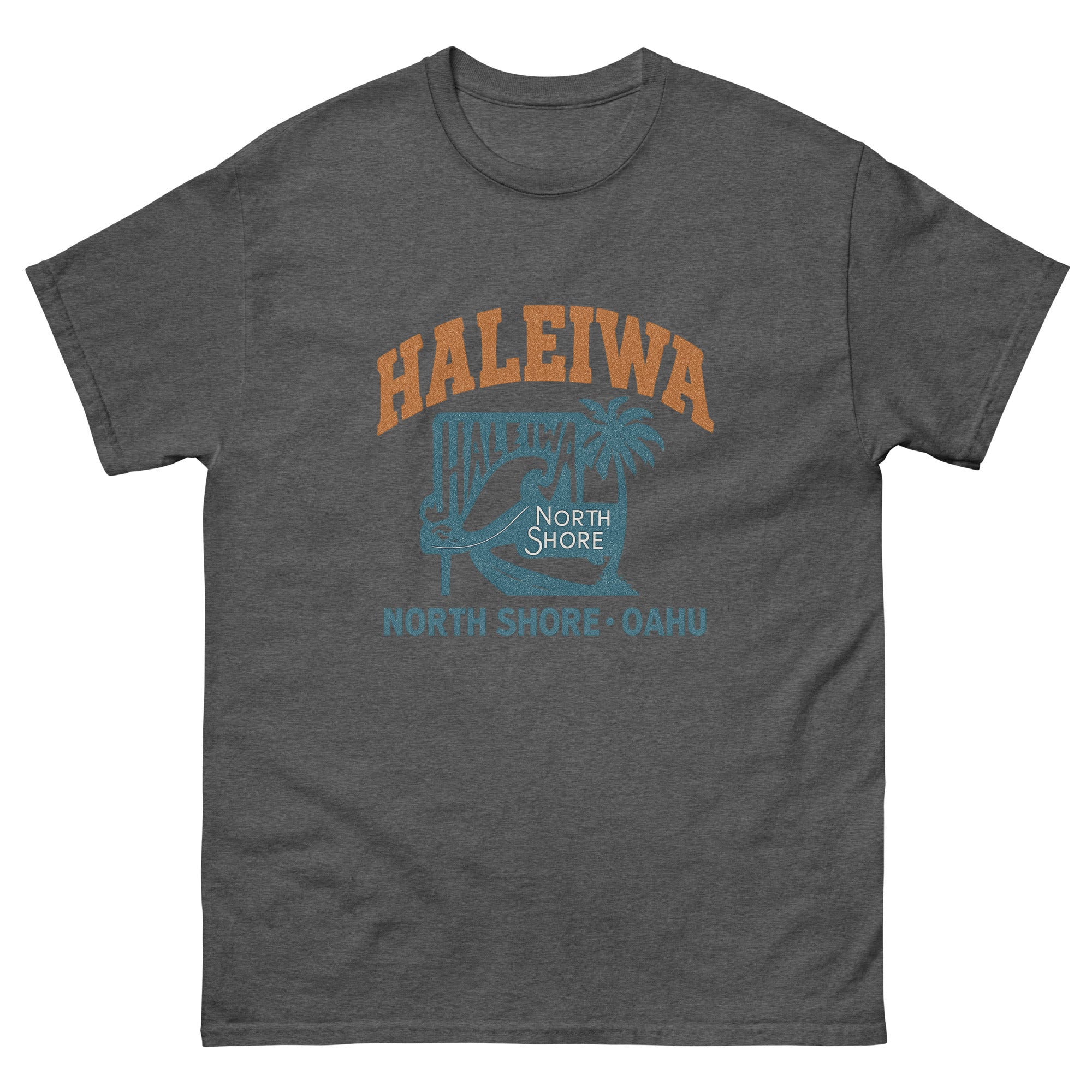 Haleiwa Hawaiian t-shirt design on a Dark Heather unisex tee