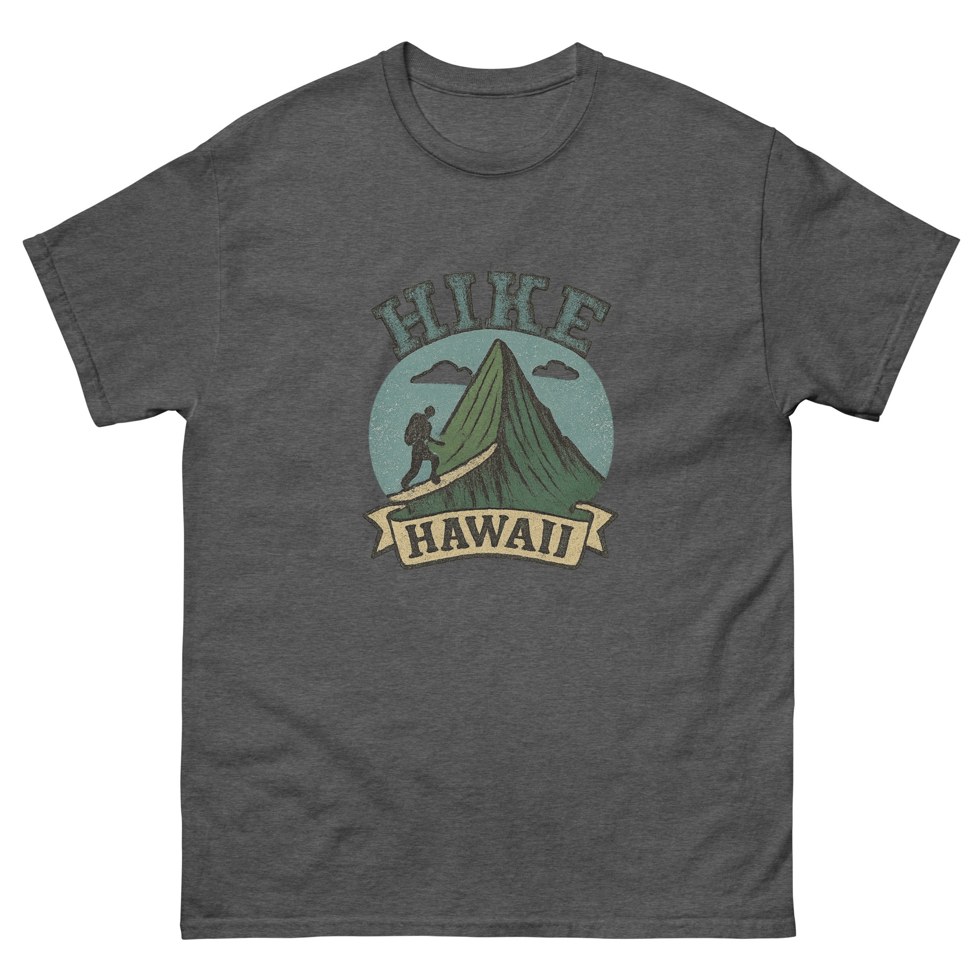 Hike Hawaii Hawaiian t-shirt design on a Dark Heather unisex tee