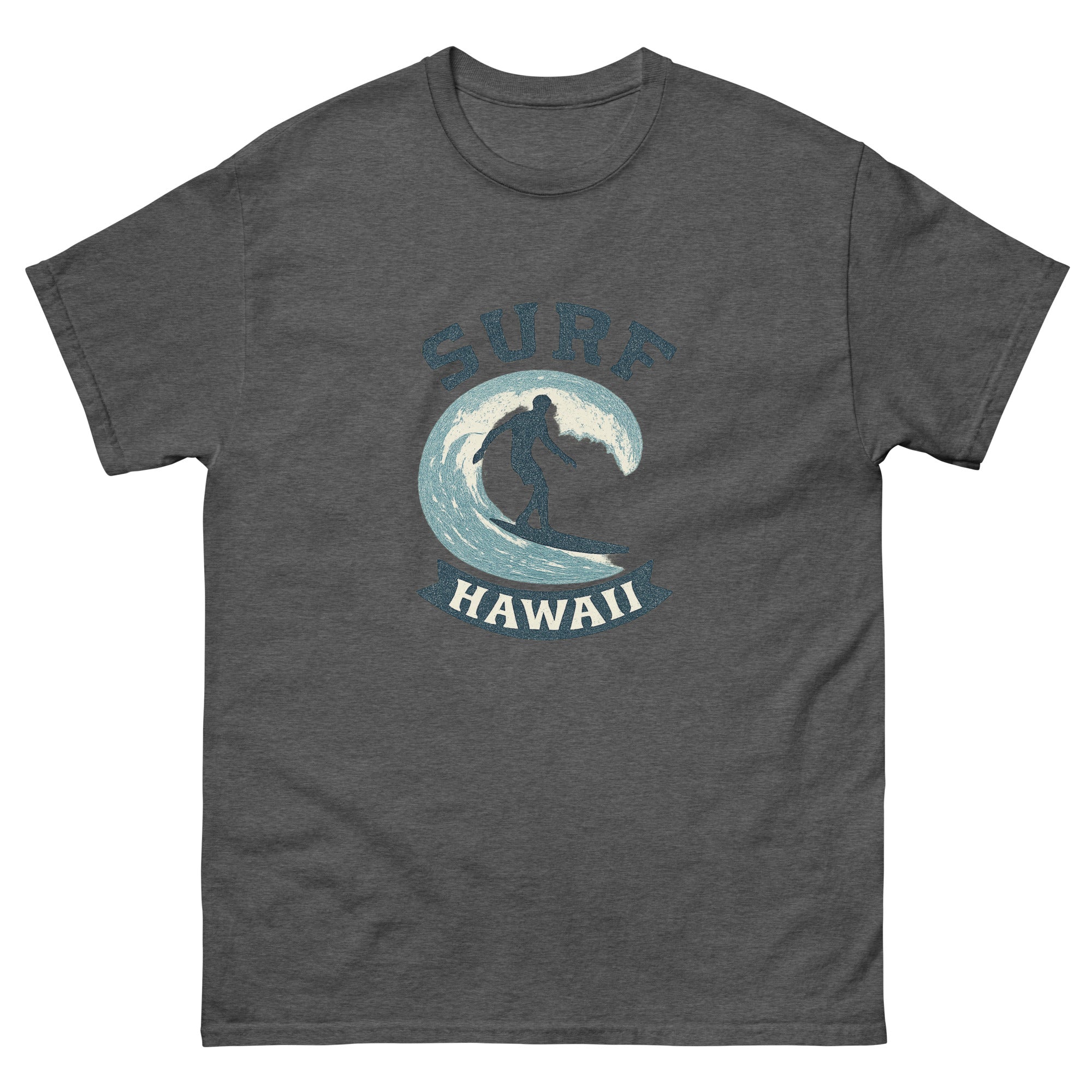 Surf Hawaii Hawaiian t-shirt design on a Dark Heather unisex tee