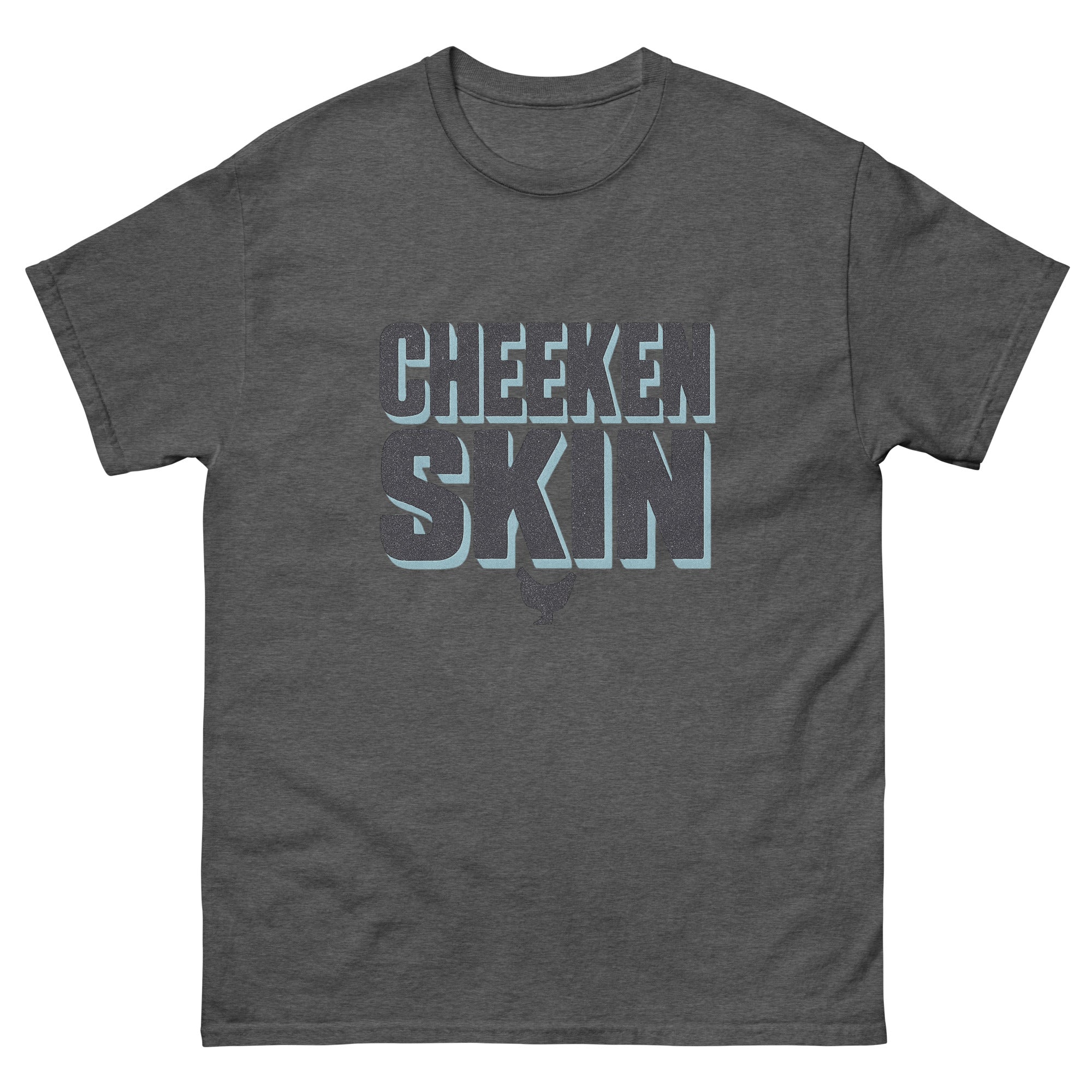 Cheeken Skin Hawaiian t-shirt design on a Dark Heather unisex tee