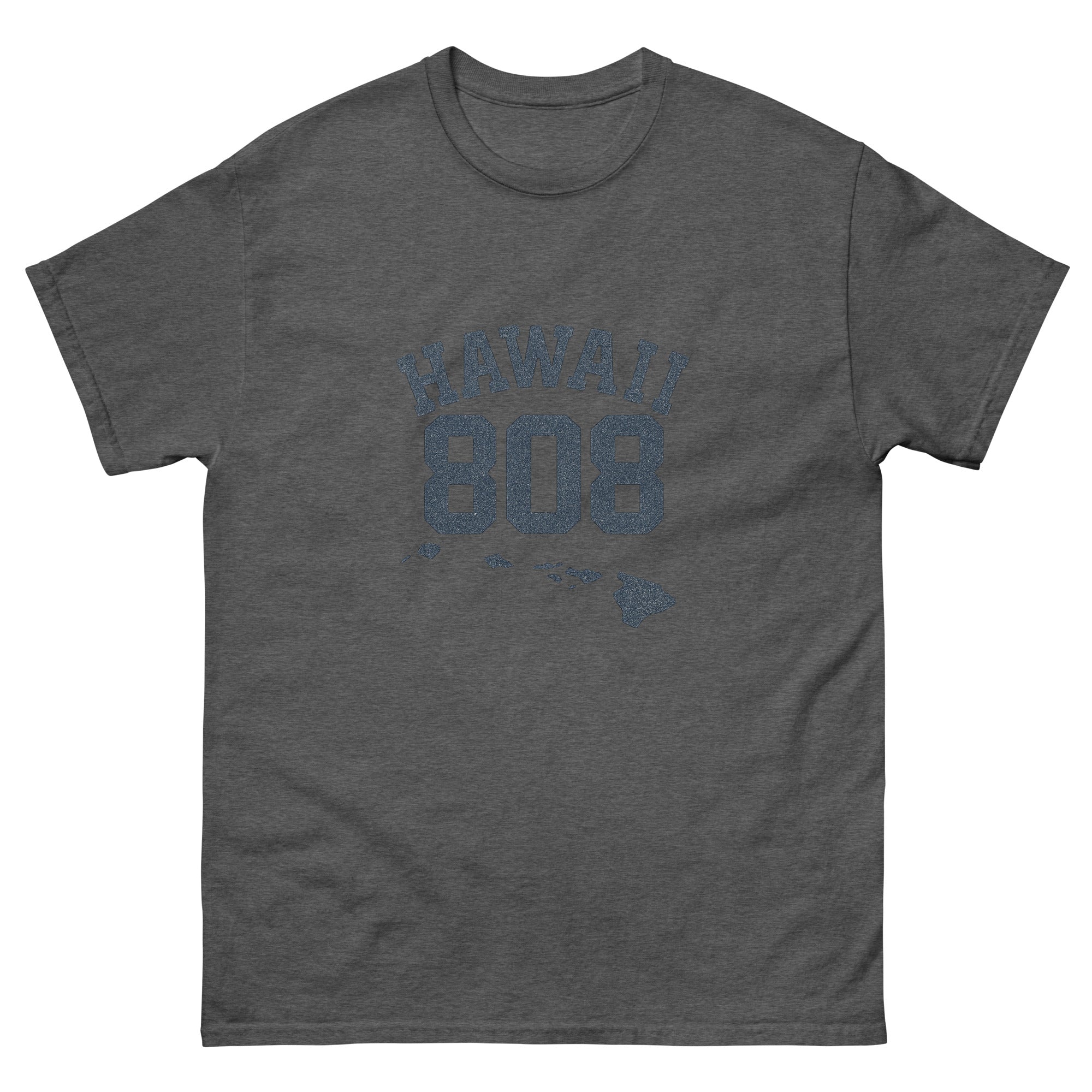 808 Islands Hawaiian t-shirt design on a Dark Heather unisex tee