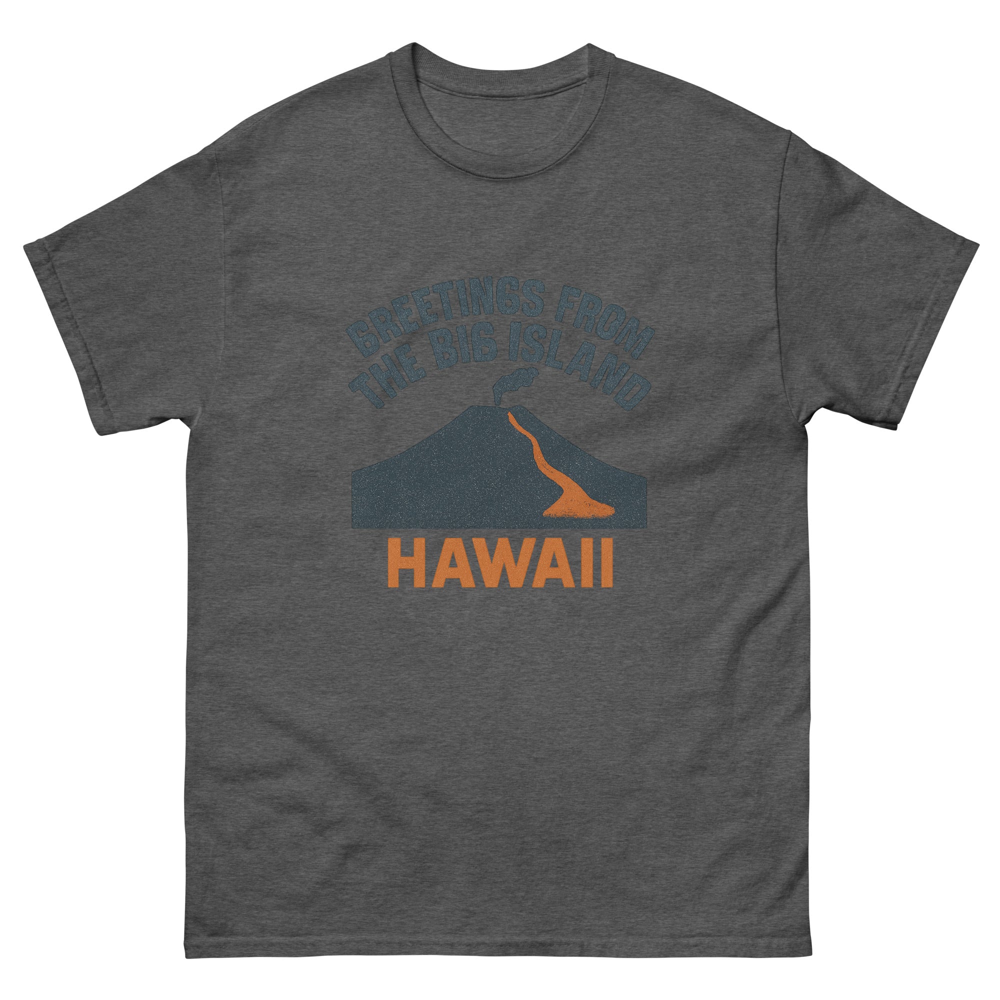 Big Island Hawaiian t-shirt design on a Dark Heather unisex tee