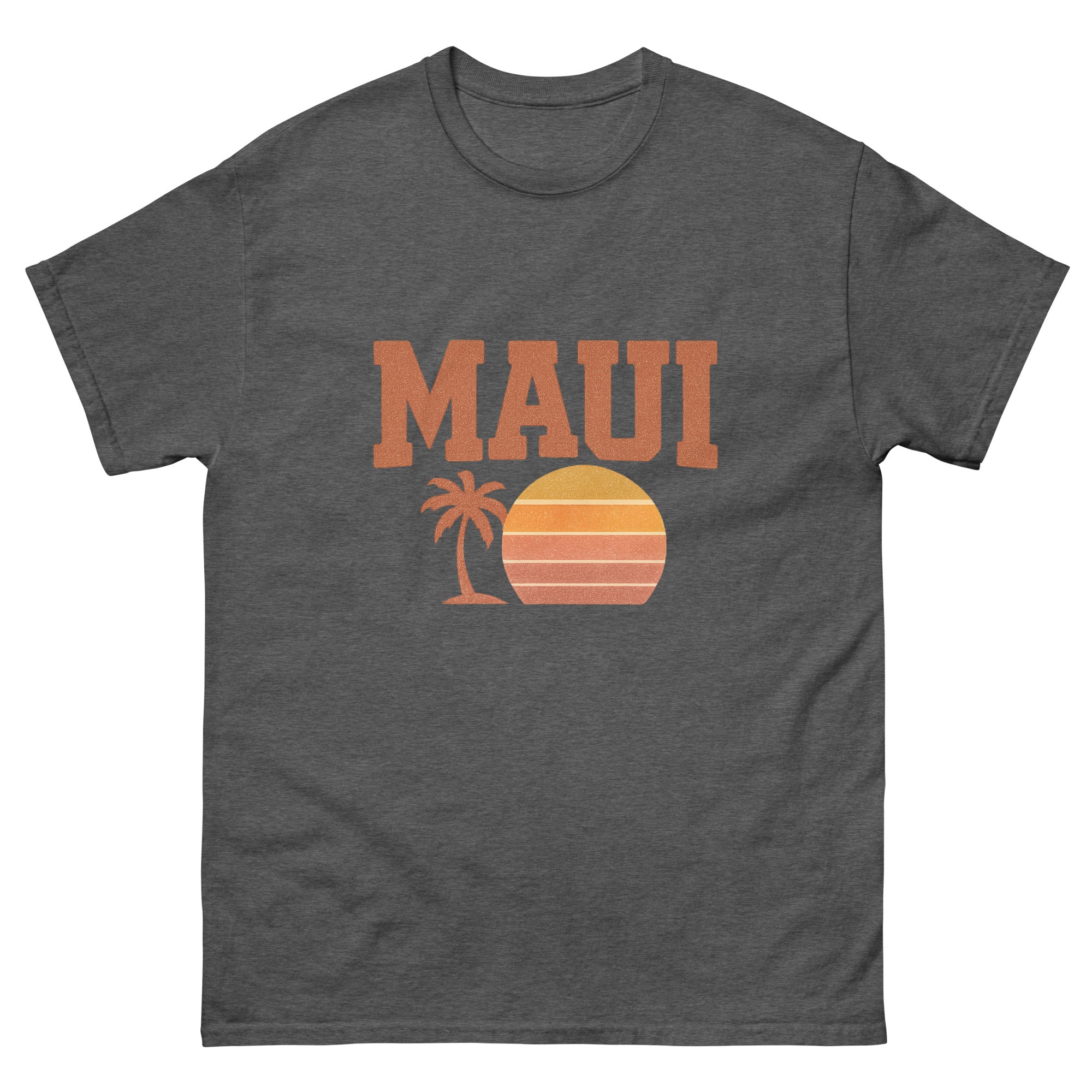 Maui Hawaiian t-shirt design on a Dark Heather unisex tee