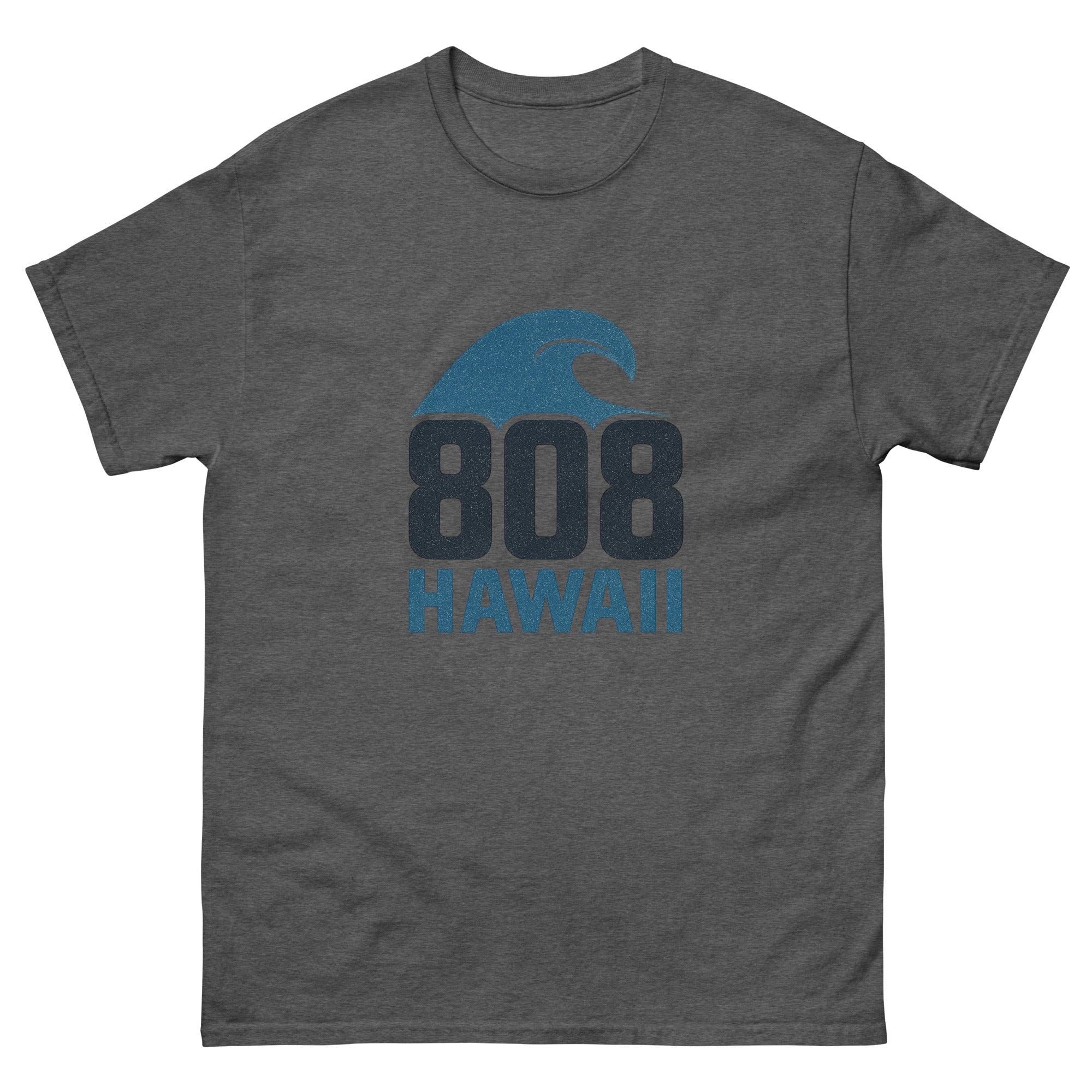 808 Wave Hawaiian t-shirt design on a Dark Heather unisex tee