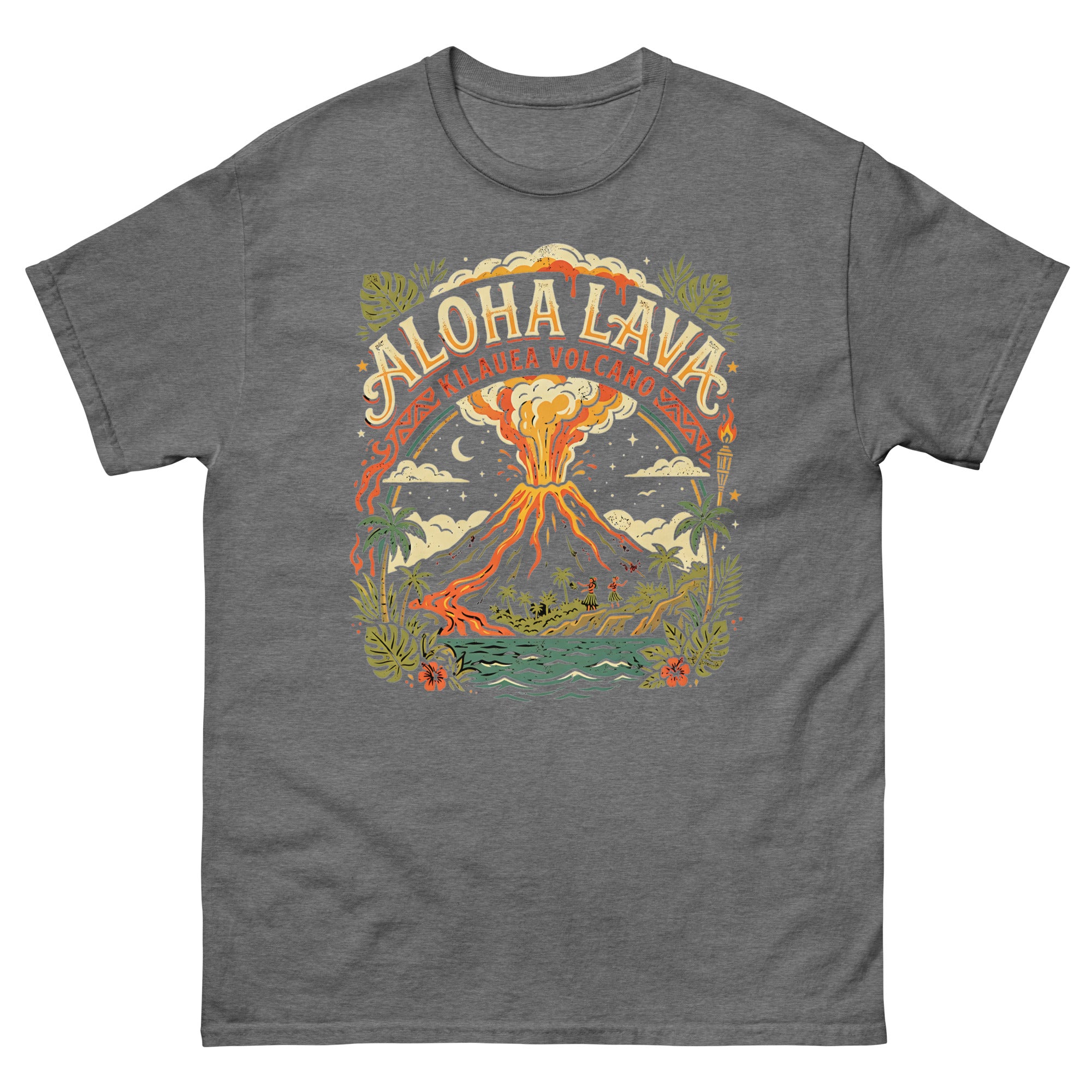 Aloha Kilauea Hawaiian t-shirt design on a Graphite Heather unisex tee