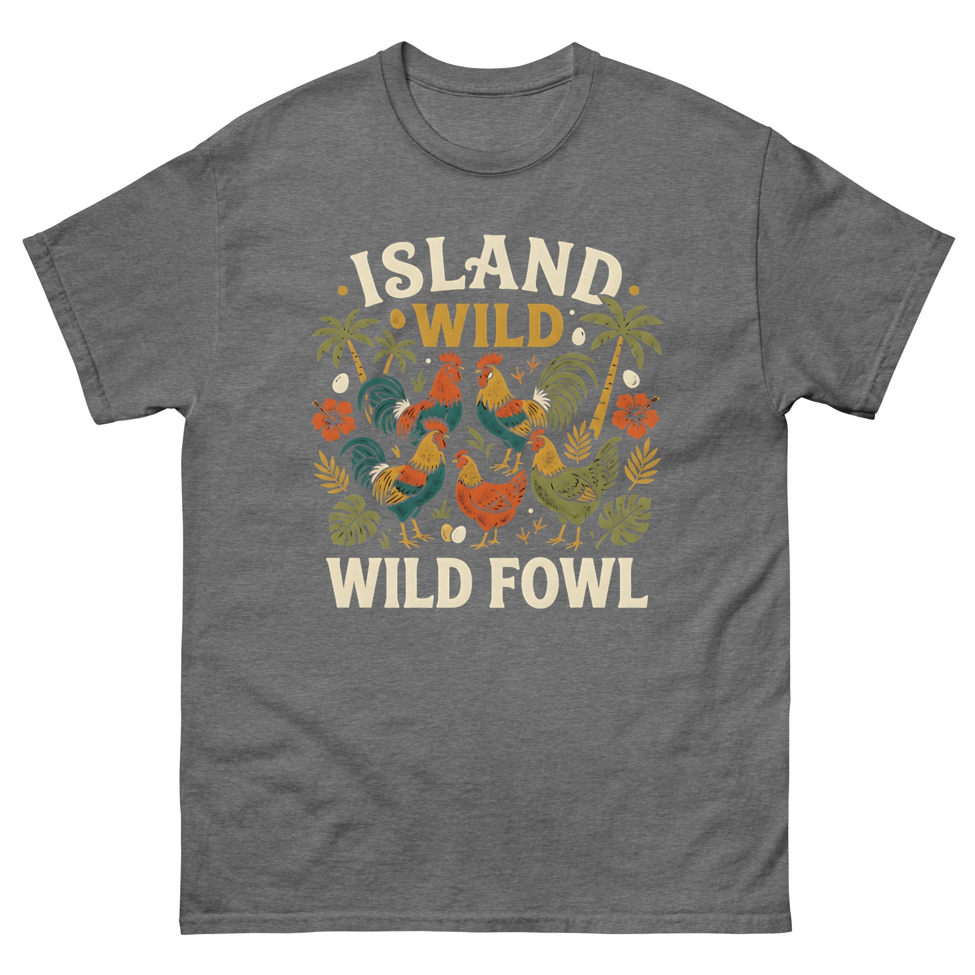 Chicken Island Aloha Kauai v4 Hawaiian t-shirt design on a Graphite Heather unisex tee
