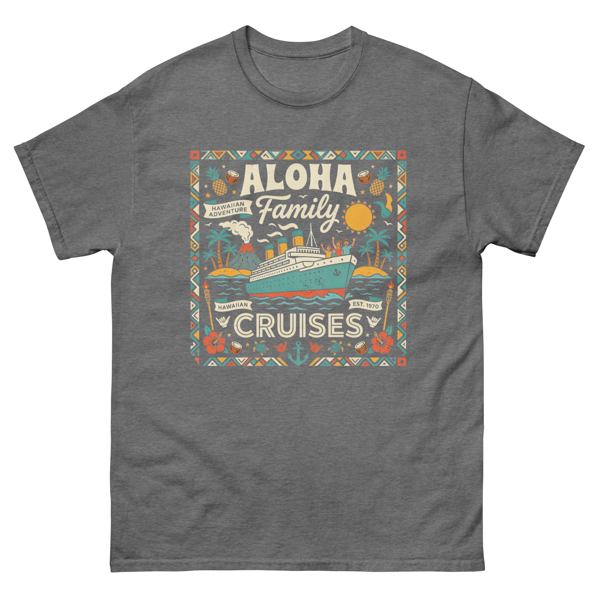 Hawaii Ohana Sea Adventure v2 Hawaiian t-shirt design on a Graphite Heather unisex tee
