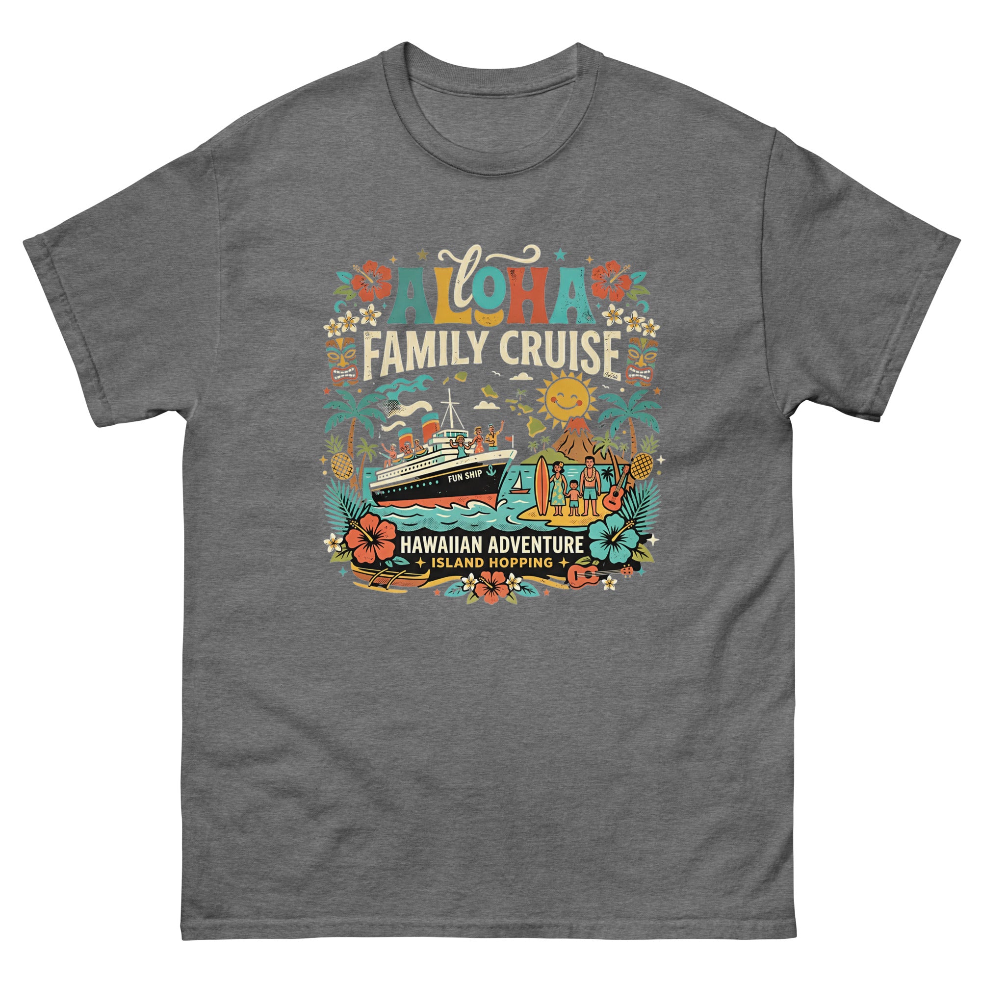 Hawaii Ohana Sea Adventure v3 Hawaiian t-shirt design on a Graphite Heather unisex tee