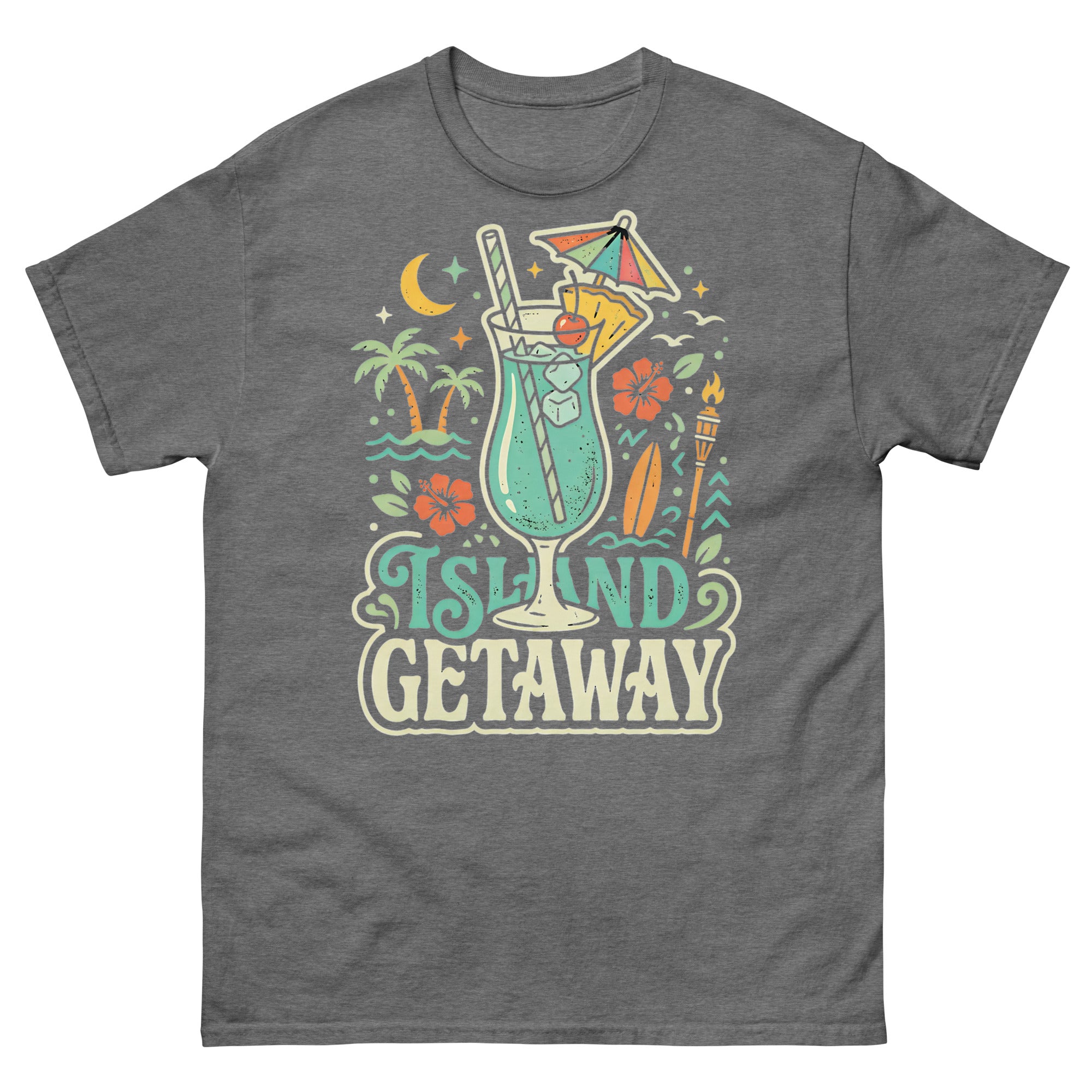 Blue Hawaii Island Paradise v2 Hawaiian t-shirt design on a Graphite Heather unisex tee