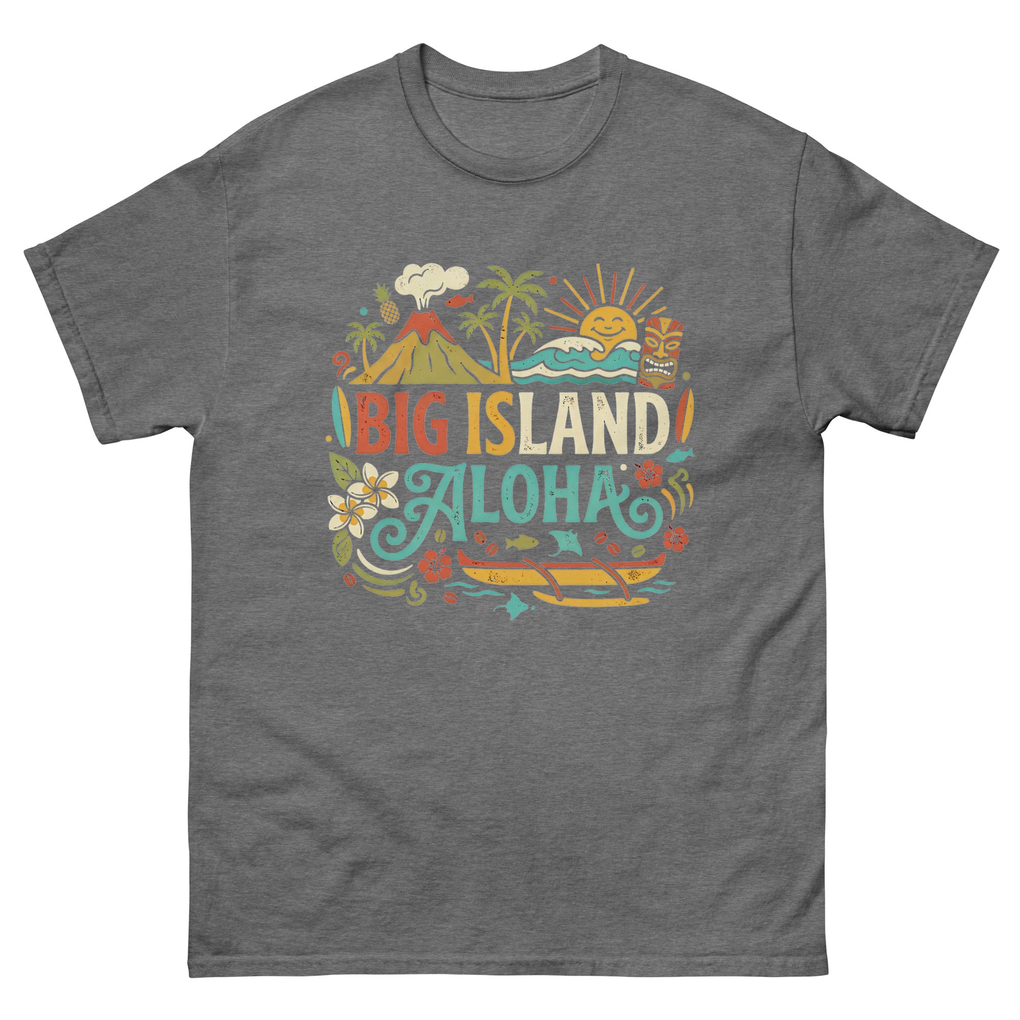 Big Island Aloha Hawaiian t-shirt design on a Graphite Heather unisex tee