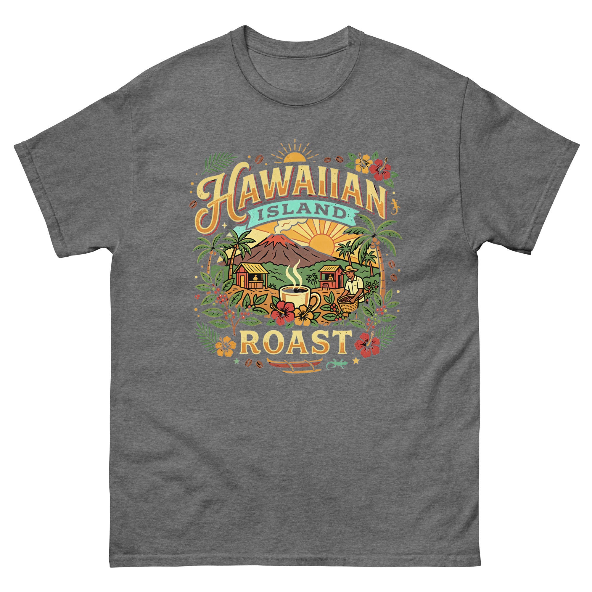 Hawaiian Island Roast Hawaiian t-shirt design on a Graphite Heather unisex tee