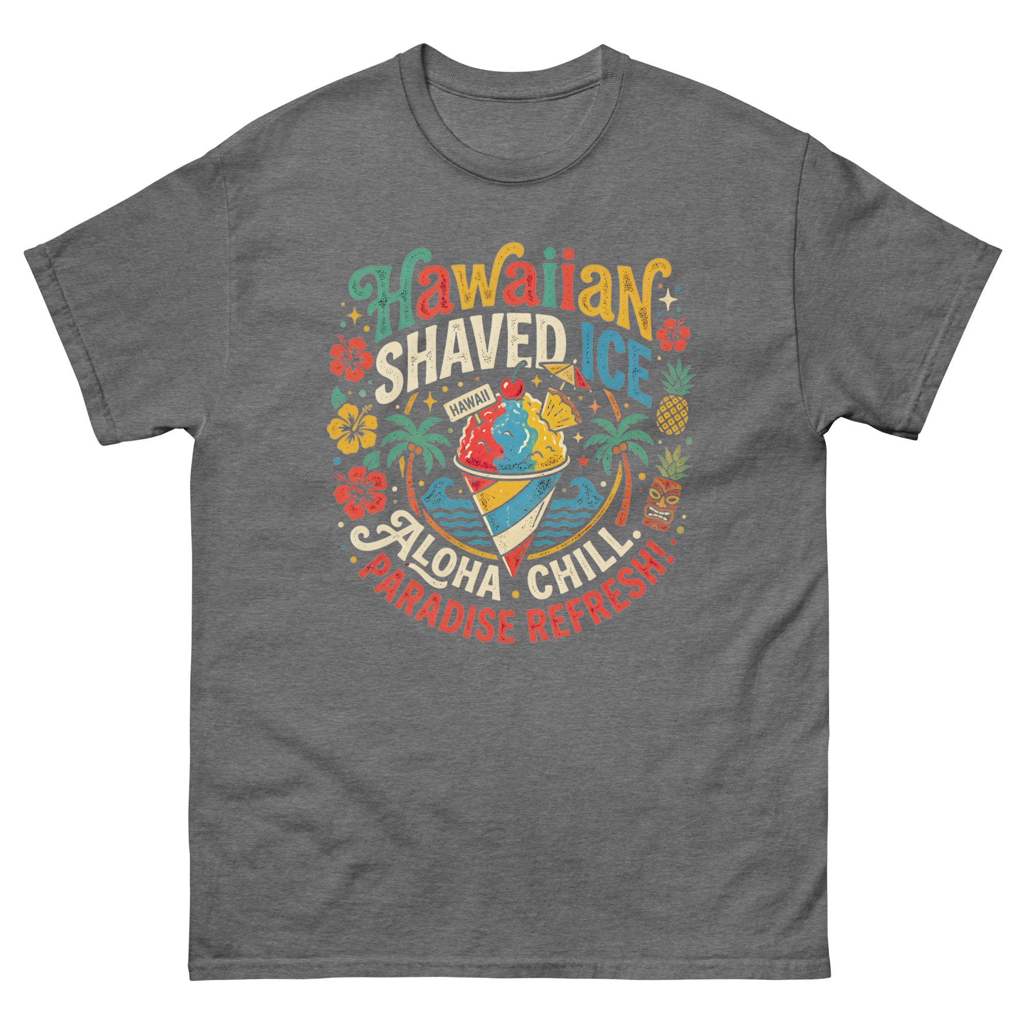 Hawaiian Shaved Ice Hawaiian t-shirt design on a Graphite Heather unisex tee